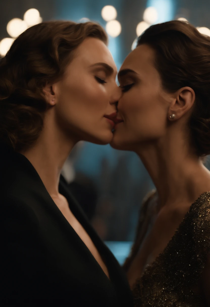 Scarlett Johansson and Gal Gadot kissing. nsfw. erotic