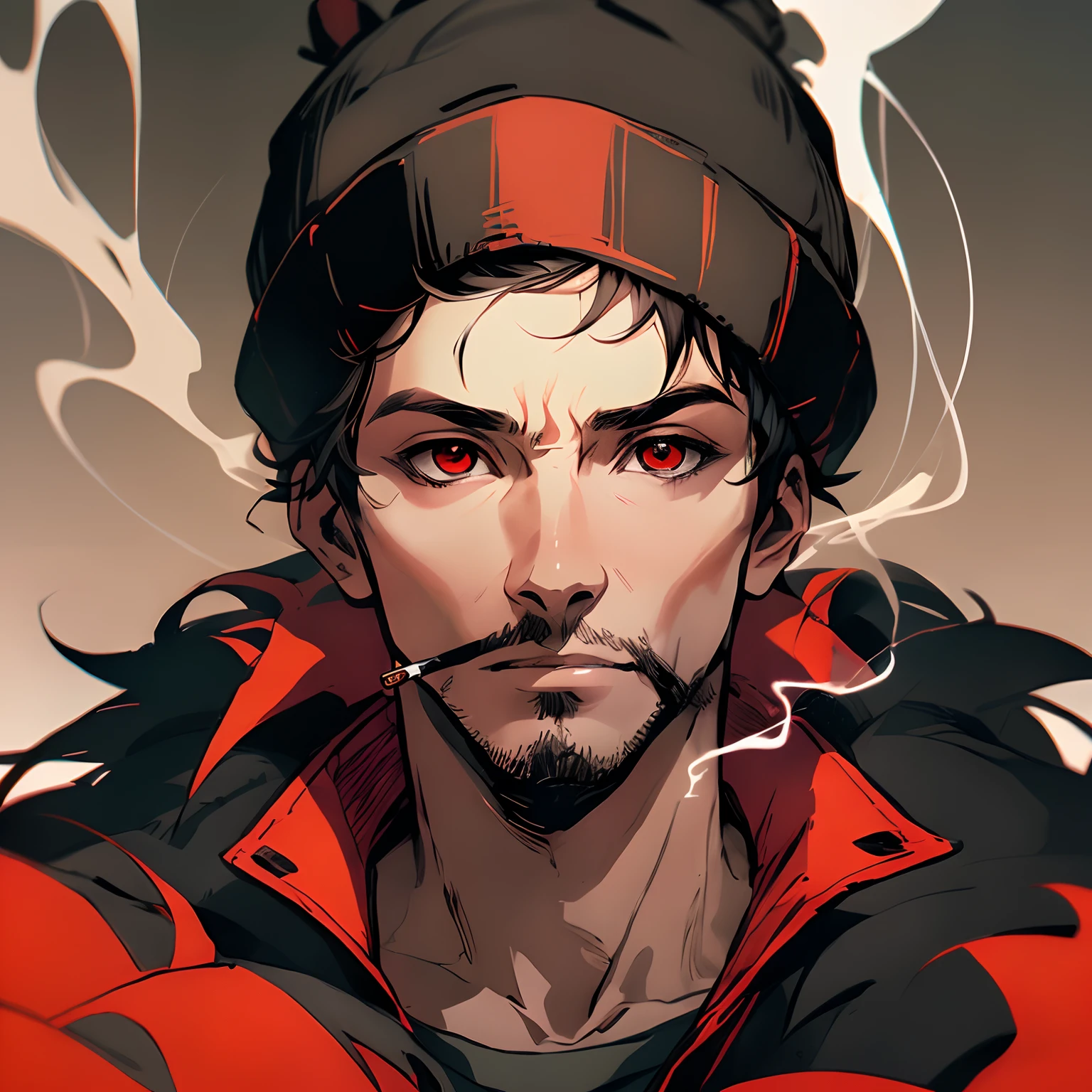 there is a man with a beard and a hat on, rossdraws portrait, persona 5 art style wlop, :: rossdraws, handsome guy in demon slayer art, detailed anime character art, g liulian art style, rossdraws 1. 0, rossdraws 2. 5, anime portrait of a handsome man, range murata and artgerm:: wears a black eye masquerade