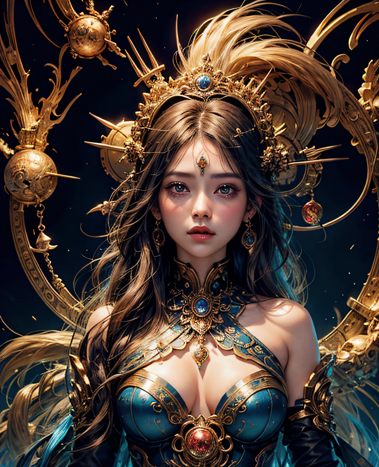 Official Art、Unity 8k wallpapers、ultra-detailliert、Beautifully Aesthetic、hightquality、Beautiful fece、masterpiece、top-quality、(Zentangle、a Mandala、Tangle、Entangle:0.6)、facing the front there、Looking at the camera、