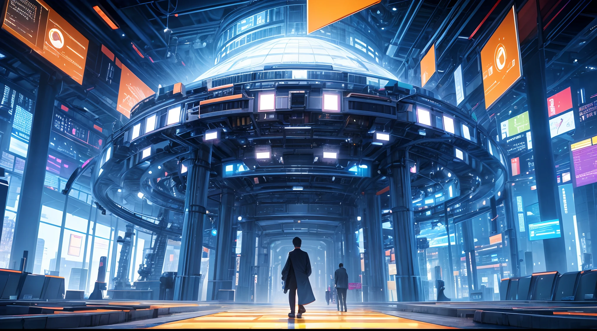 Step into the realm of the digital economy and witness the seamless integration of digitization and industrialization. The image depicts a bustling digital ecosystem, where businesses and industries harness the power of technology to drive growth and innovation. The environment is a blend of physical and virtual spaces, with interconnected networks and systems enabling the smooth flow of data and information. The mood is one of dynamism and adaptability, reflecting the ever-evolving nature of the digital economy. The style of the image is a digital artwork, combining vibrant colors and geometric shapes to represent the convergence of digital and industrial elements. It is created using advanced digital design software and techniques. 8K，high definition resolution