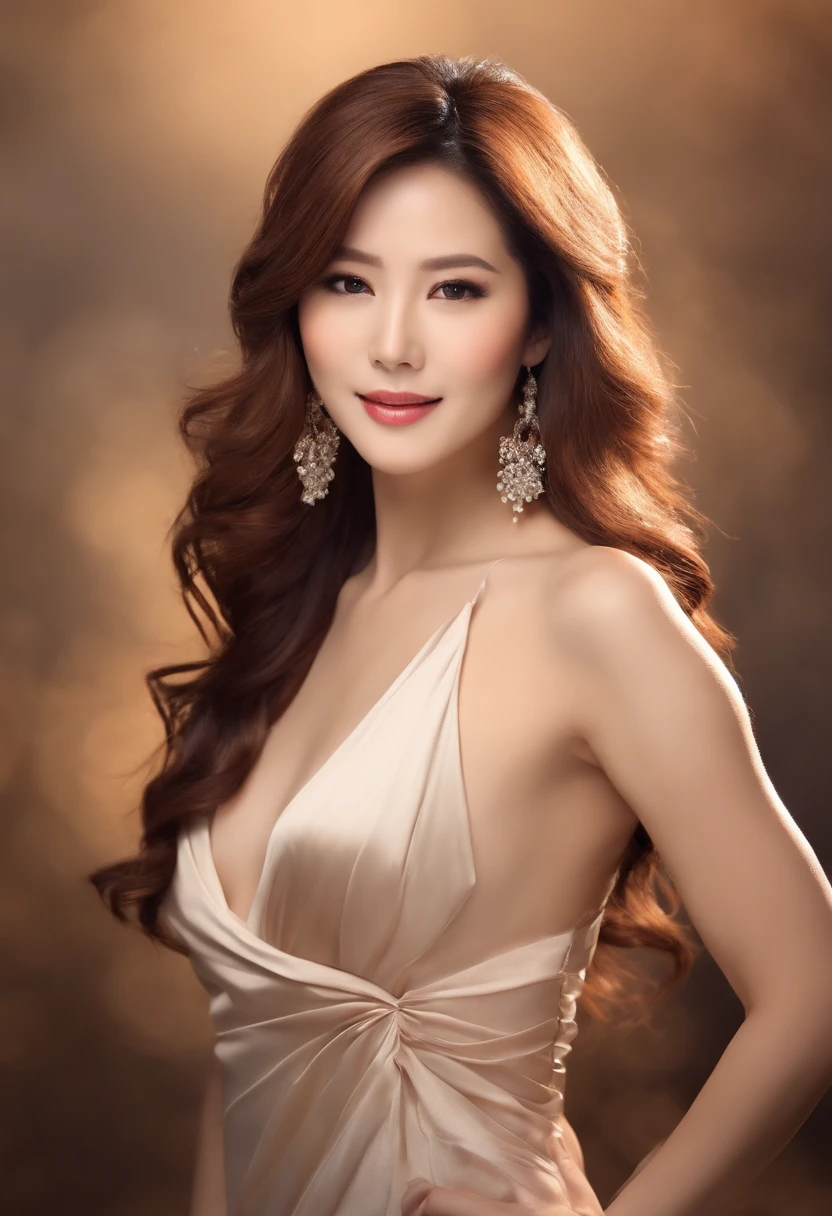 1woman, Japanese female announcer, adult beautie, crystal clear White skin,mature female,long brown waved hair,nude,