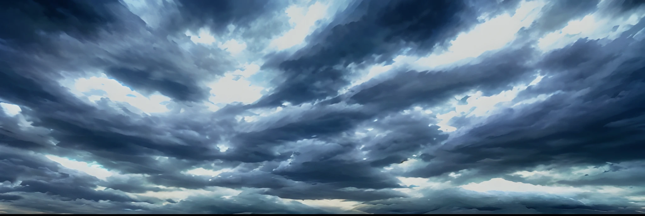 Ghibli style clouds, dark cloud, stormy sky, hdri map, for rendering, hdri aspect ratio