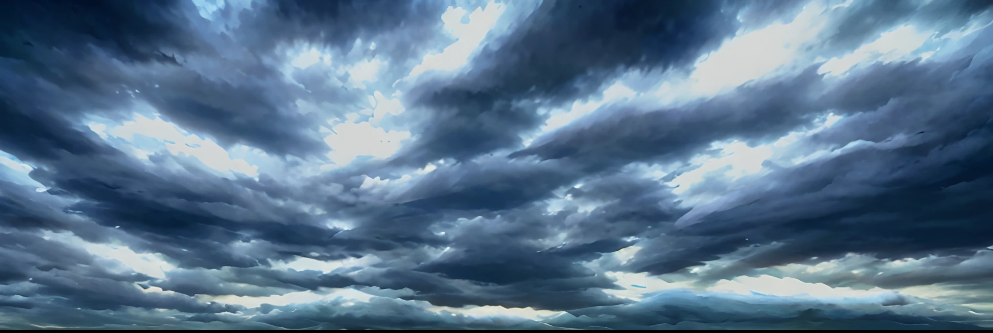 Ghibli style clouds, dark cloud, stormy sky, hdri map, for rendering, hdri aspect ratio