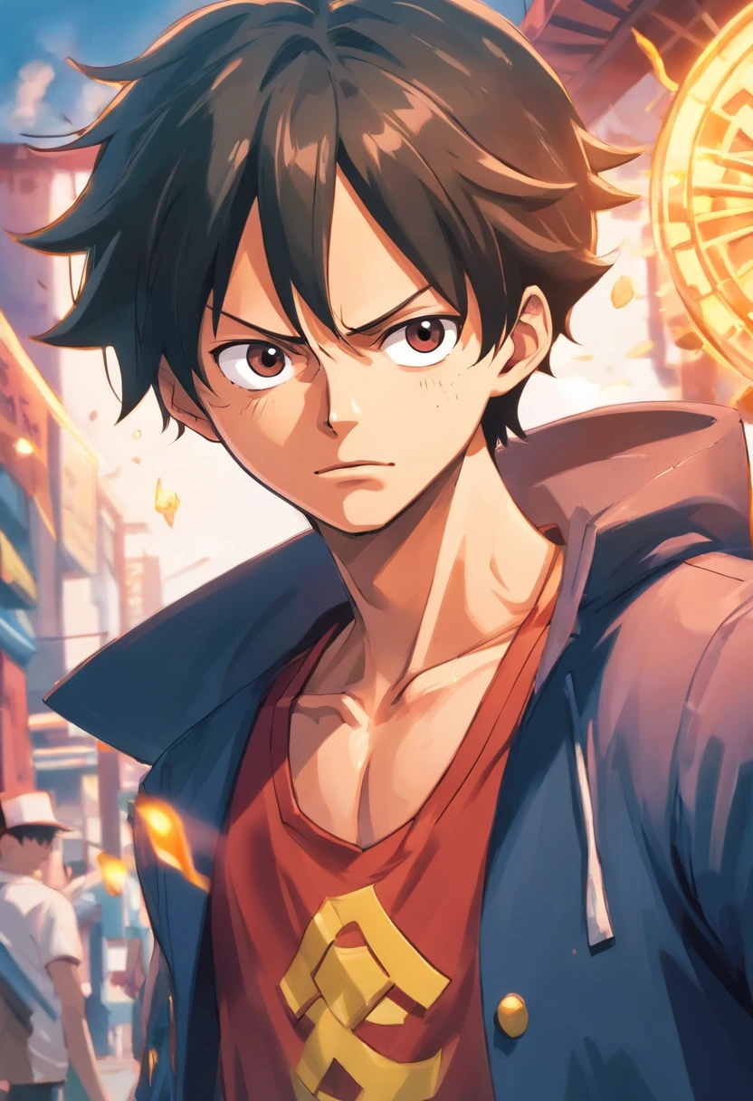 "a detailed illustration of Monkey D. Luffy in mafia clothes and a serious expression on his face, Estilo One Piece, Characteristic style of art by Eiichiro Oda, visage seulement, Artistic work"