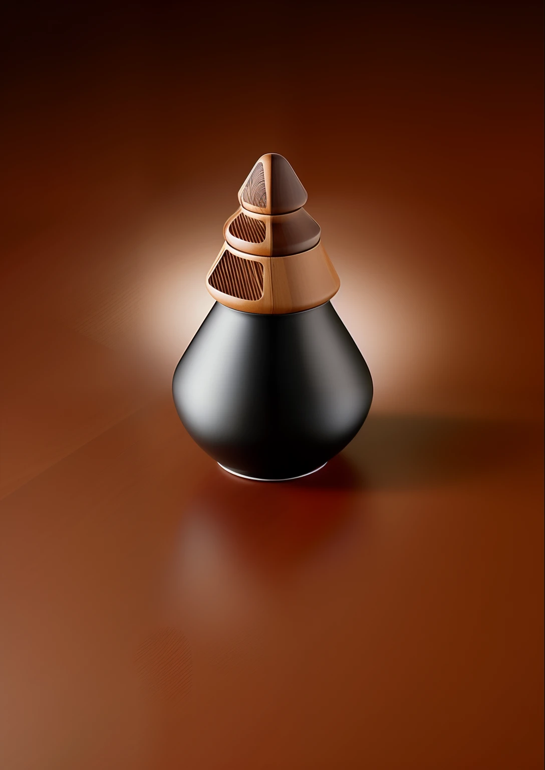 Design a Zen and modern plastic inhalant with an innovative half-moving top plastic and bottom it wood. The surface boasts a luxurious texture that exudes elegance plastic and sophistication. Picture this high-resolution photograph capturing the exquisite craftsmanship of the inhalant, showcasing its flawless contours and smooth finish. The image, a testament to its exceptional quality, invites viewers to appreciate the simplicity and refinement of this stylish product. luxury Thai texture on surface
