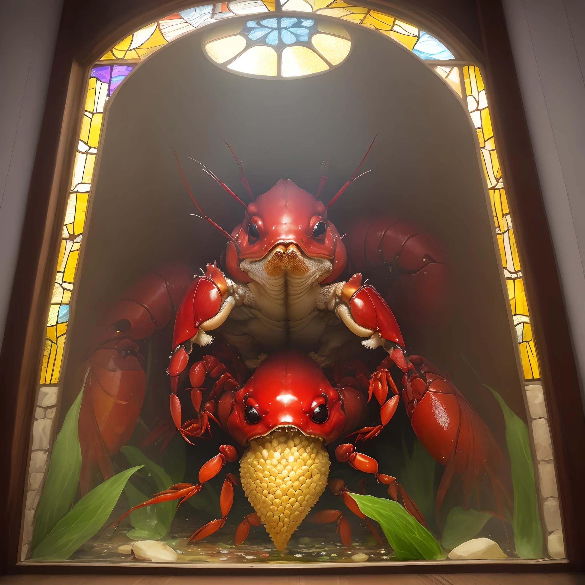 crayfish corn stain glass