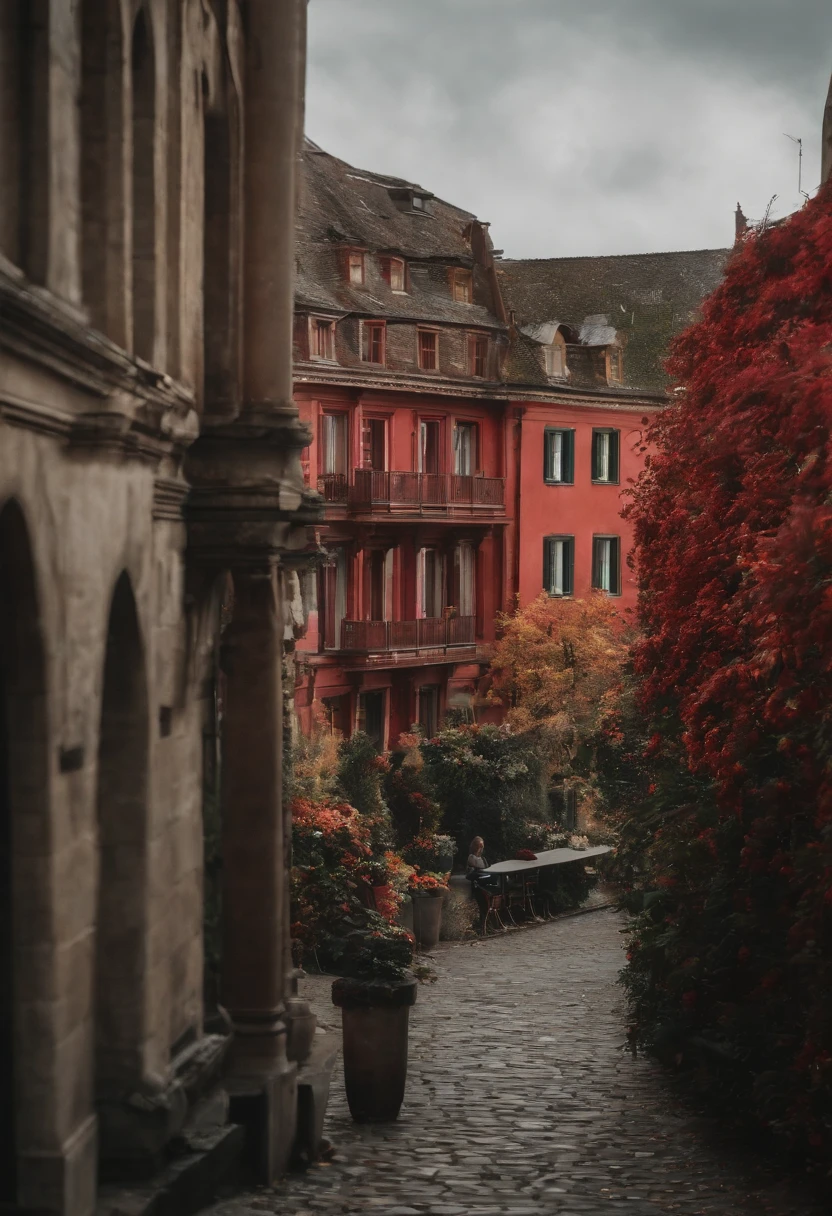 romatic,Germany,empire,Surrounded by smoke,ln the forest,cloaks,red tint,the street lights,Realistic 4K dark power,house,indescribable,darkly