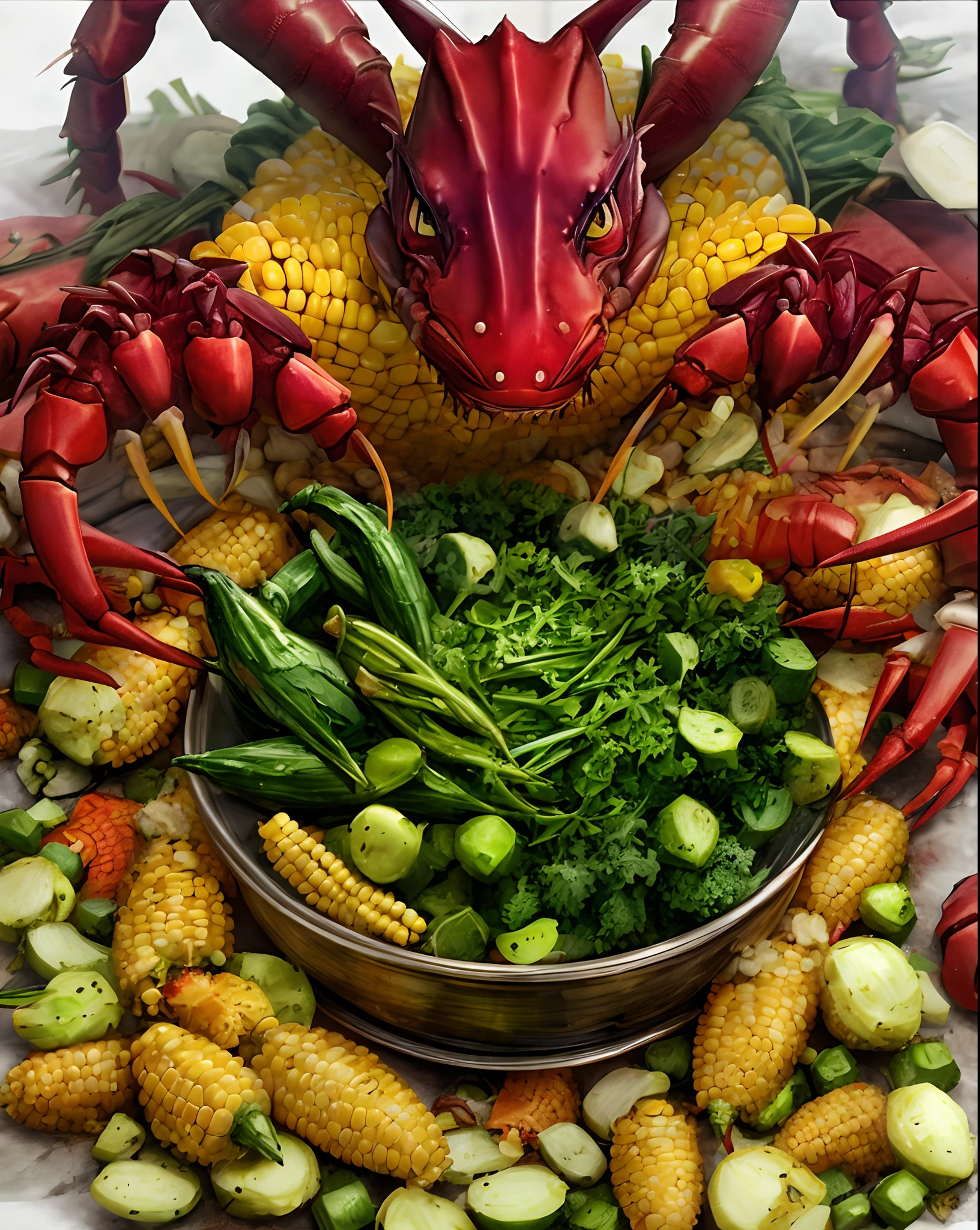 corn veggies crayfish demon realm