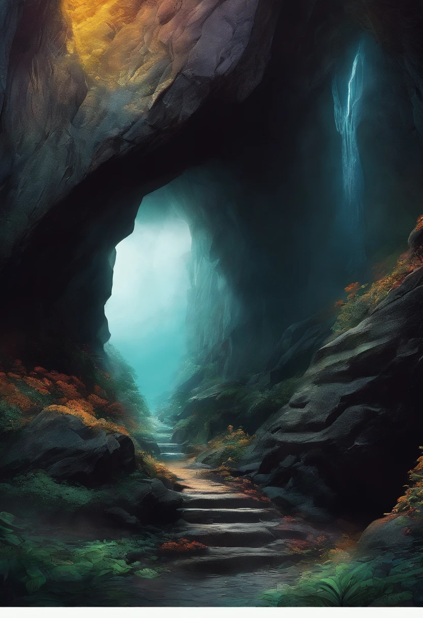 Illustration of a dark cave