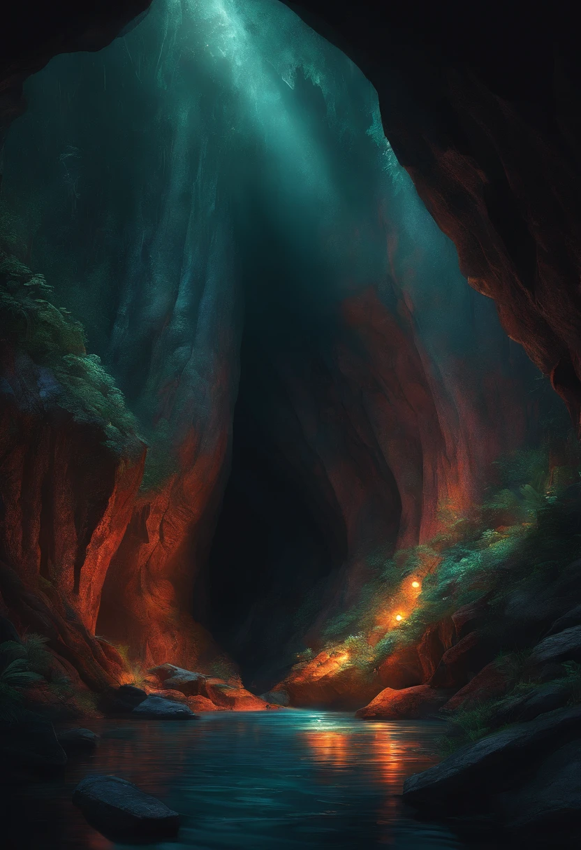 Illustration of a dark cave