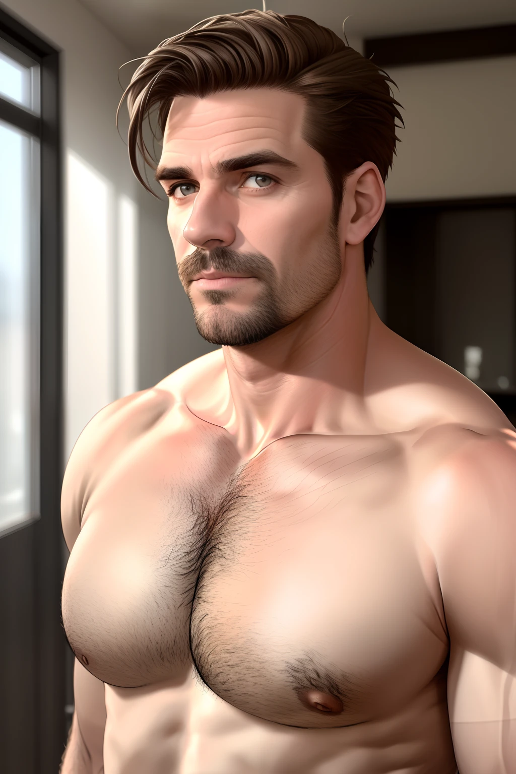 Homem de 40 anos,White broad shoulders and serious appearance