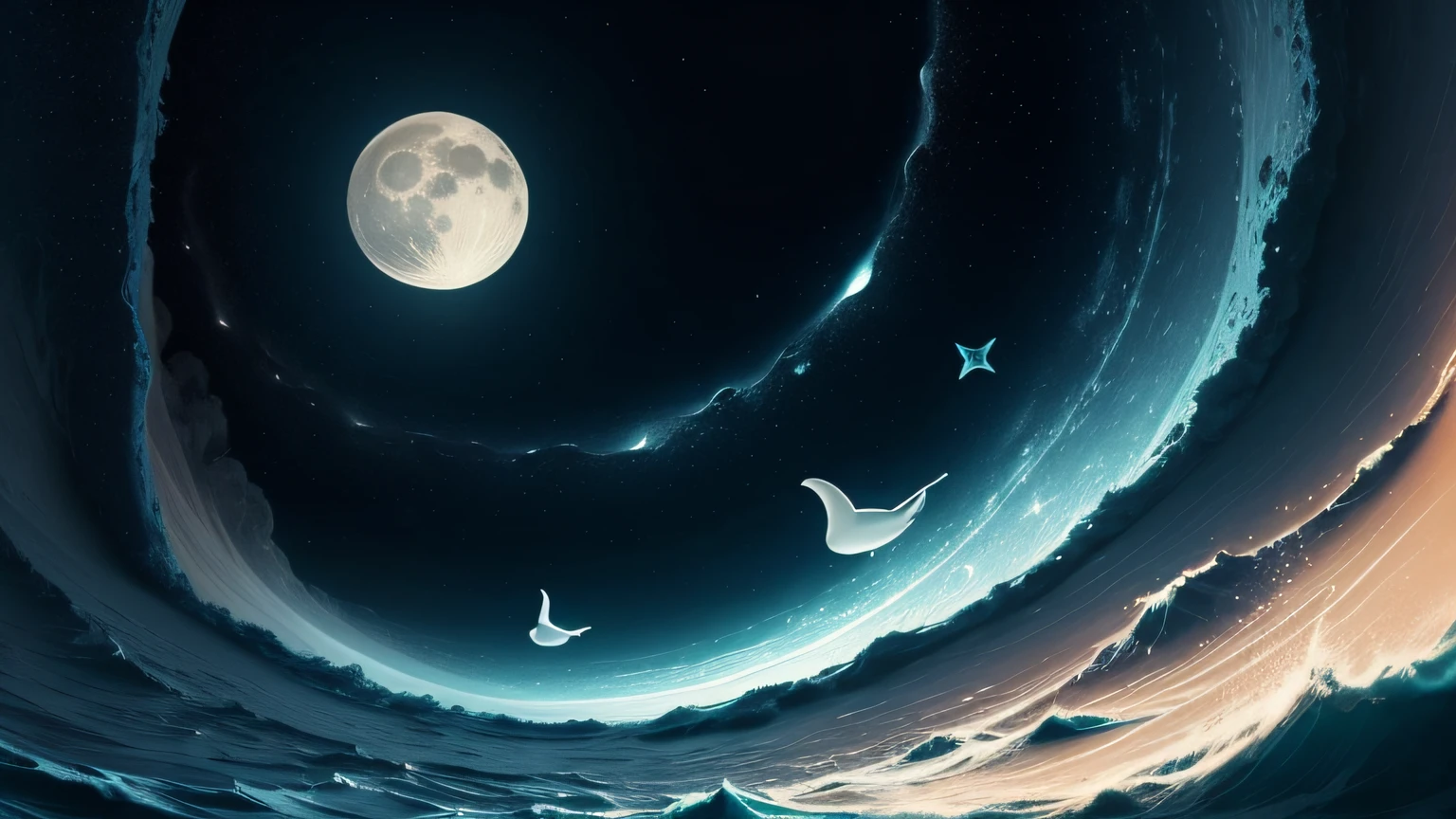 typeface，A song dedicated to the moon and dolphins，Wallpaper cover style