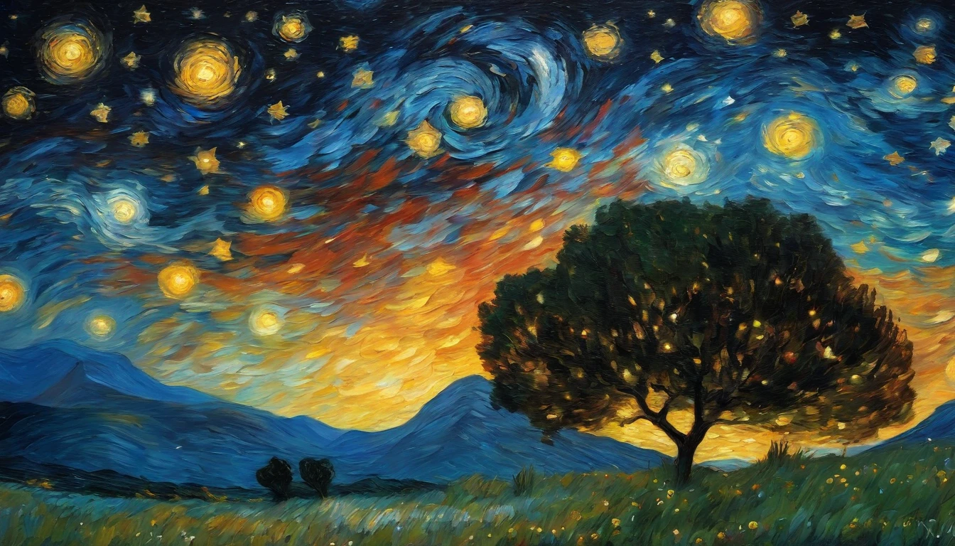 Van Gogh painted a starry sky,Dreamy
