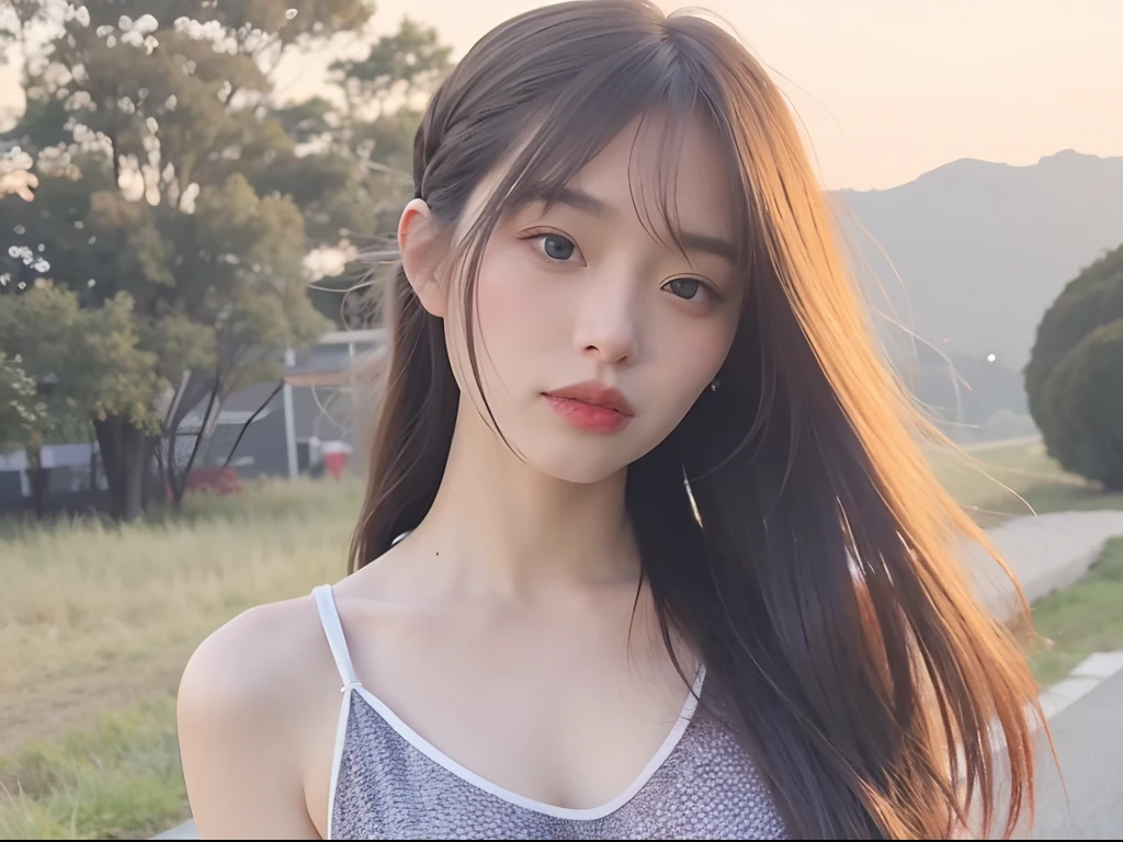 mix4,(top-quality), (Photorealsitic),(A little rural background:1.2), 1womanl, The upper part of the body, High Detail Face,, (Silver hair)、 (8K)、(Long bangs:1.5)、(medium-Long hair:1.6)、Strong eyes、Delicate and realistic skin and hair、(cowboy shot:1.5)、Oversized Sportswear、(Bleached pale purple hair:1.5)、Less hair、adultlike face、Looking here、(Clothing that covers the shoulders:1.5)、(Winter clothes:1.5)、(tilt your head:1.3)、inner colored、1 persons、Dramatic、Layered Hair Color、model poses、Twisting the body、Beautiful body lines、(mode:1.8)、Cool、(Sharp eyes:1.5)、straight haired、moderno、Edgy hairstyles、You can see all the hair、