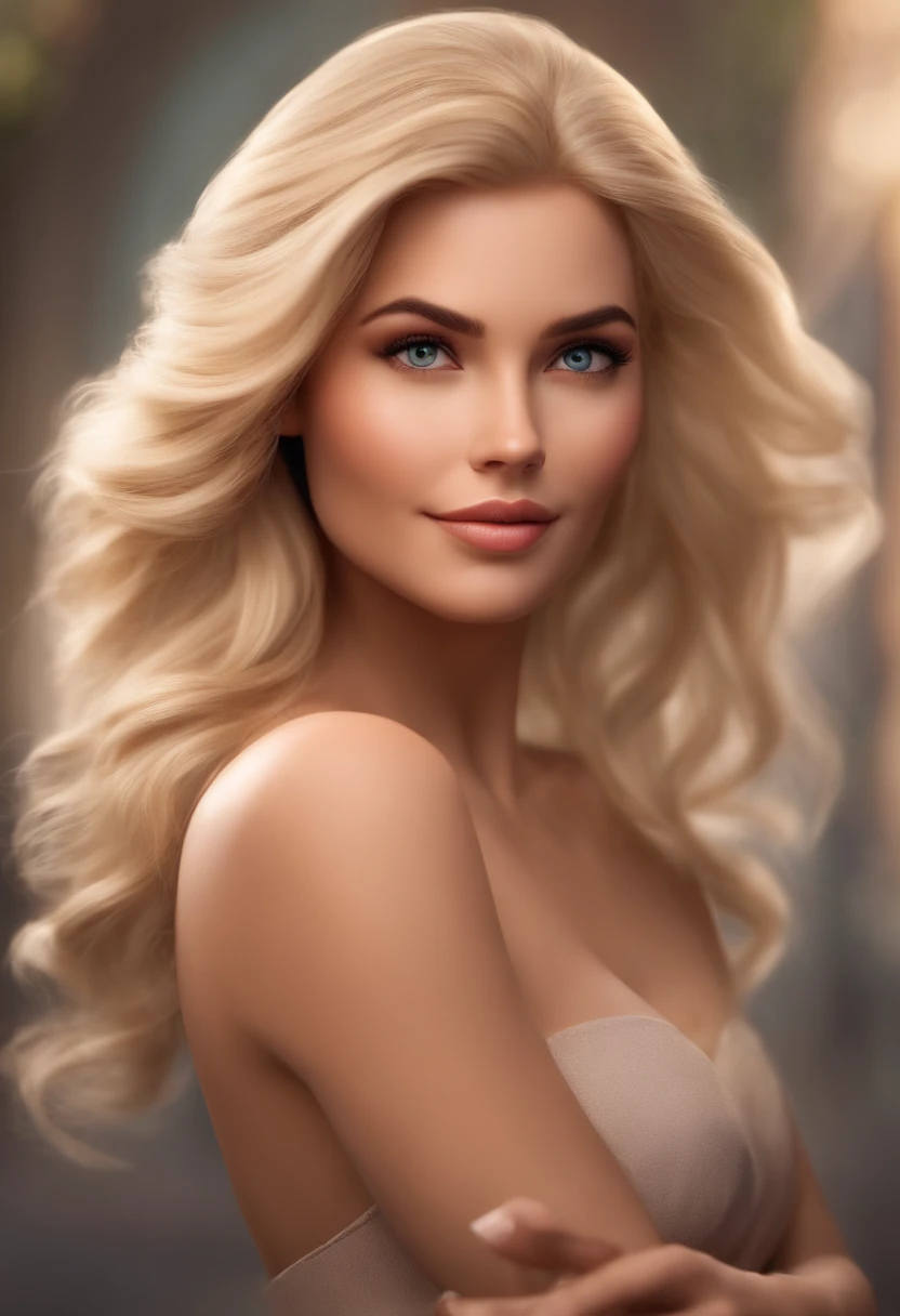 Blonde Woman Medium Hair Light Color Disney Pixar Style