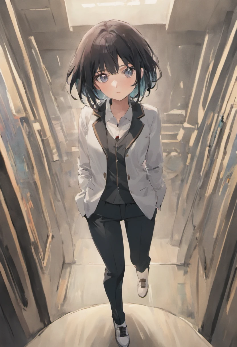 mtu,black color hair,White clothes,Black pants,White board shoes,In the president's office