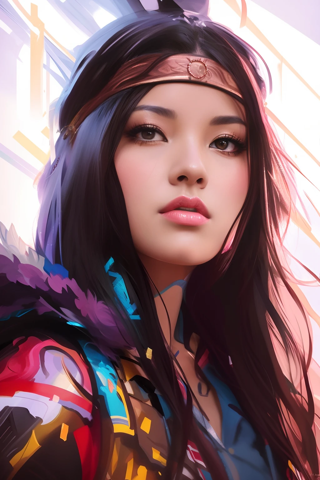 a painting of a woman with a headband and a jacket, epic portrait illustration, beautiful character painting, stunning art style, rossdraws portrait, digital painting style, rossdraws 1. 0, great digital art with details, beautiful digital artwork, martin ansin artwork portrait, rossdraws digital painting, stunning digital illustration, gorgeous digital painting, striking detailed artstyle, stunning digital painting