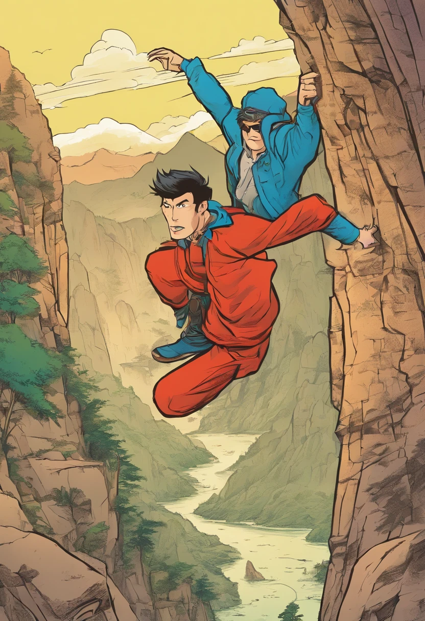 The handsome guy jumps off the cliff in Huangshan