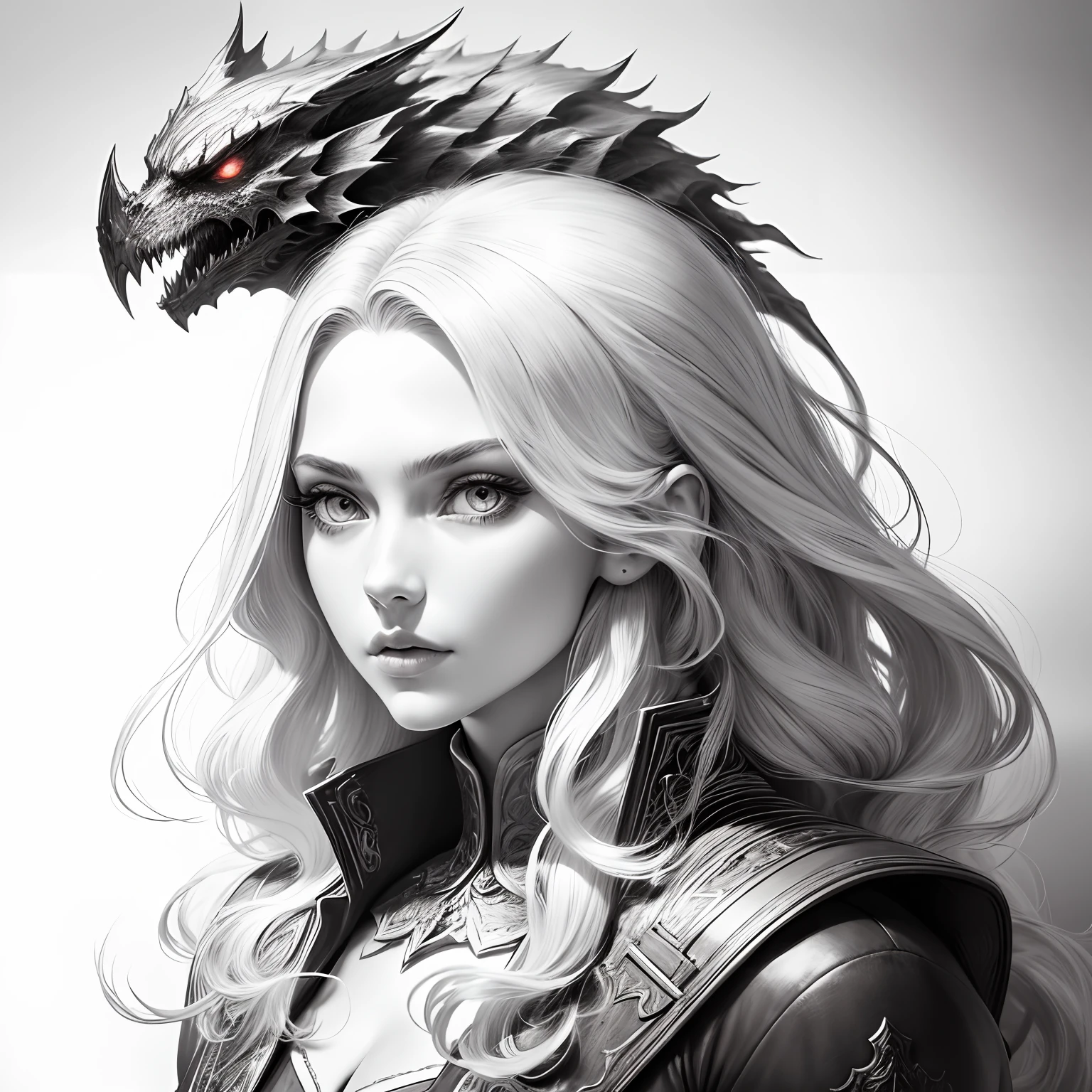 ​masterpiece, Castlevania: Ultra-realistic ultra-definition shadow lord , white backgrounid, monocromatic, line-drawing, ((Drawing)), ((1girl in))