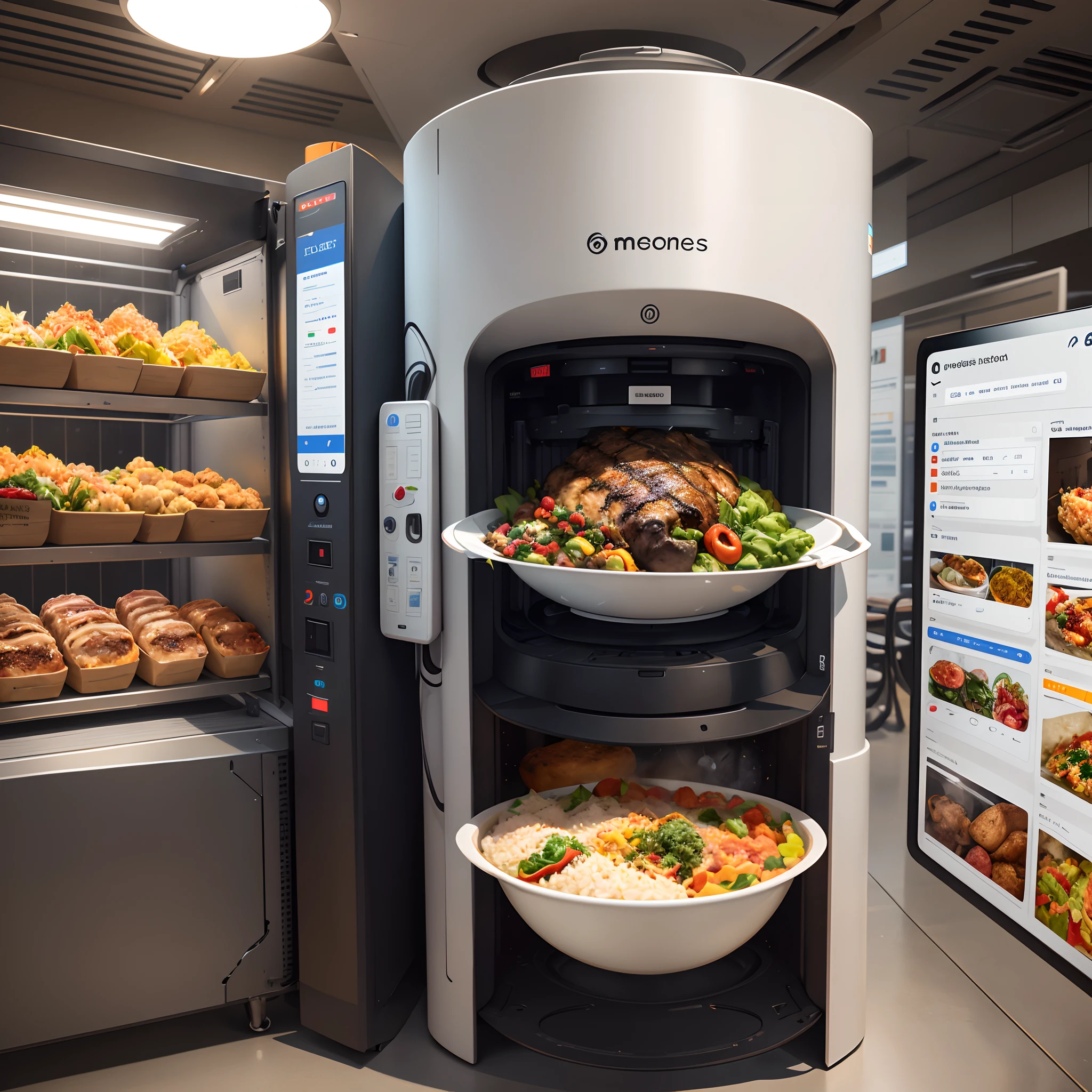 A machine that can serve meals automatically,It has the function of keeping warm,Customers can order food and scan their faces to pick up their meals