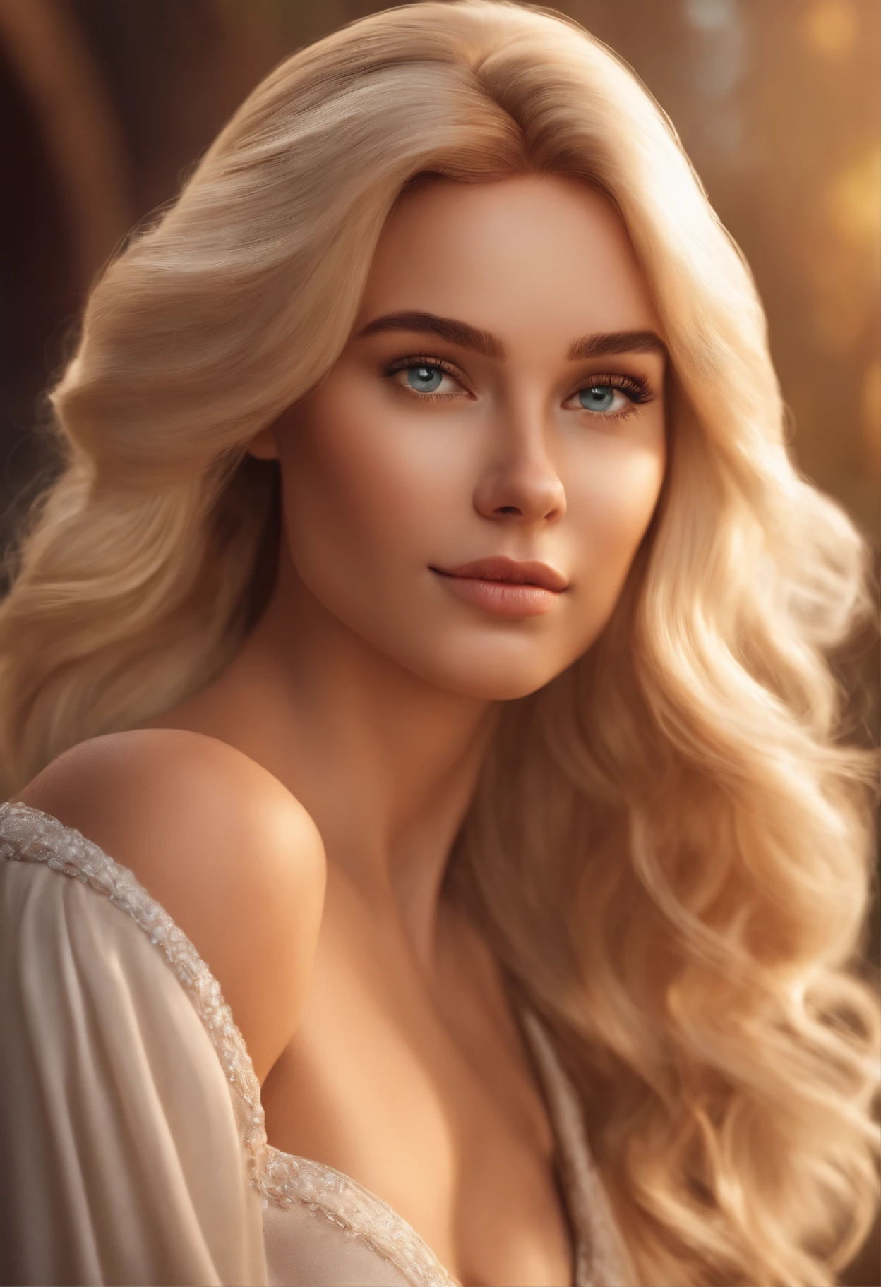 Blonde Woman Medium Hair Light Color Disney Pixar Style