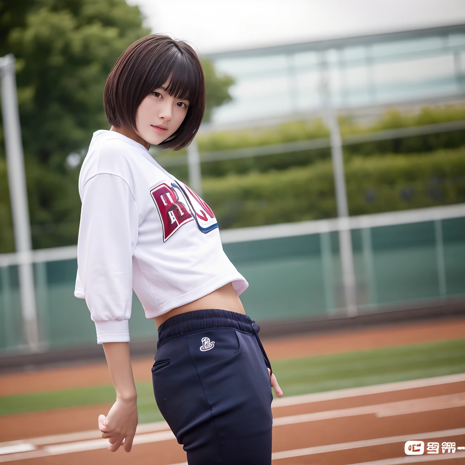 classmate、Athletics、boyish、short-hair、fullnude、Open your crotch、Place your right hand on your crotch、Beautie、C Cup