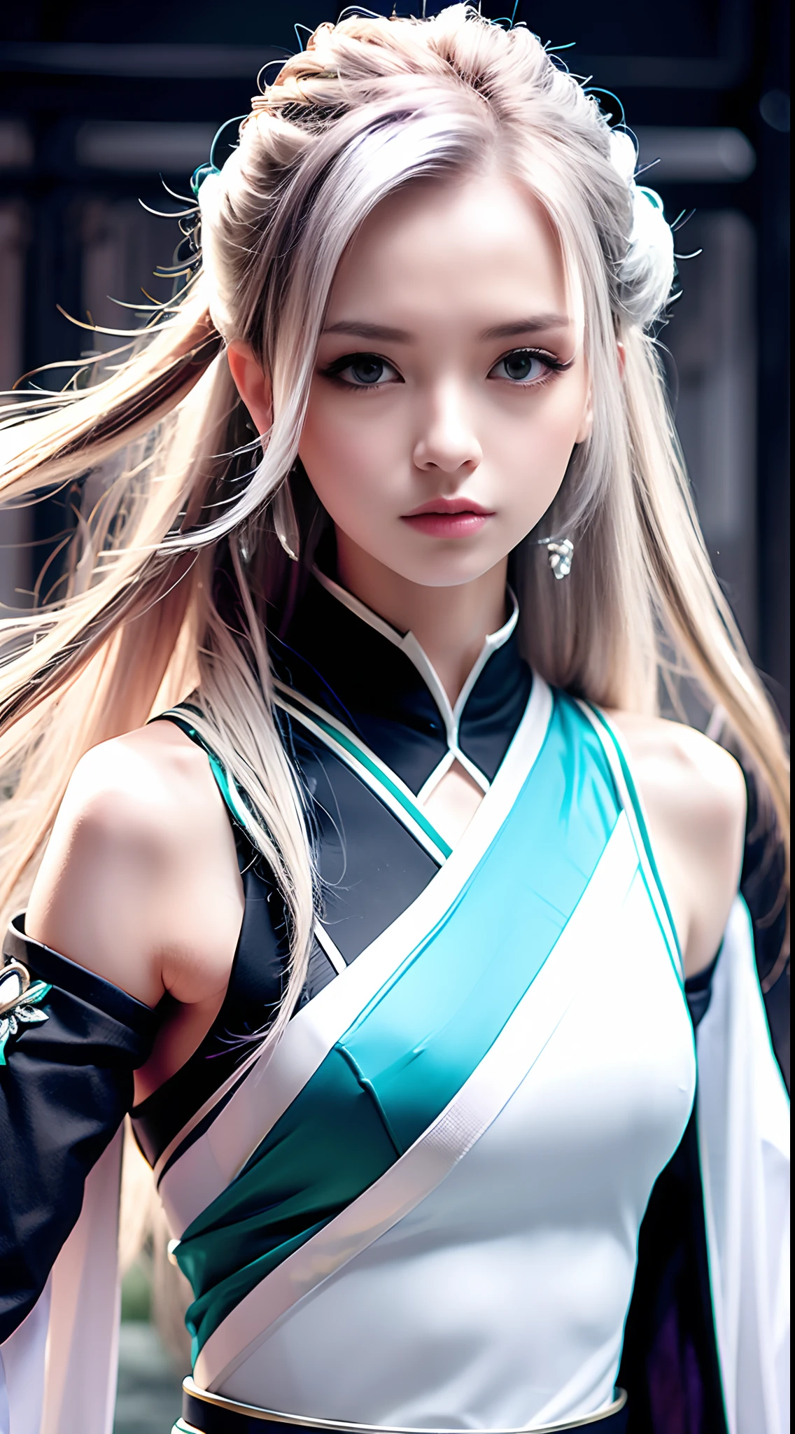 Silver hair, emerald eyes, warriors, high warlocks, female tattoos, high cheekbones, strong expressions, angel quality