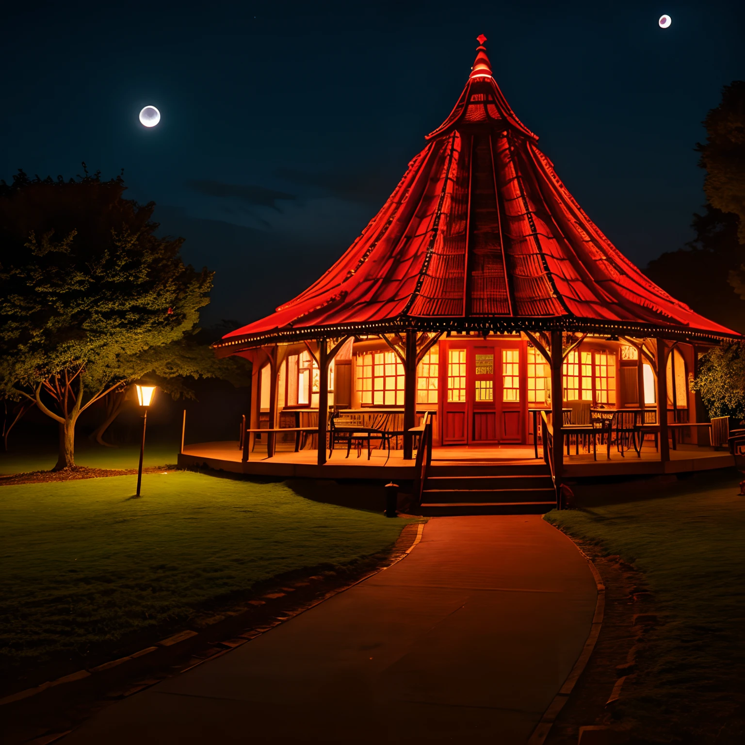 Touhou Flandre Remilia Scarlett Red Devil Pavilion Red Devil Cool Cool Cool Moon Night Moonlit Night