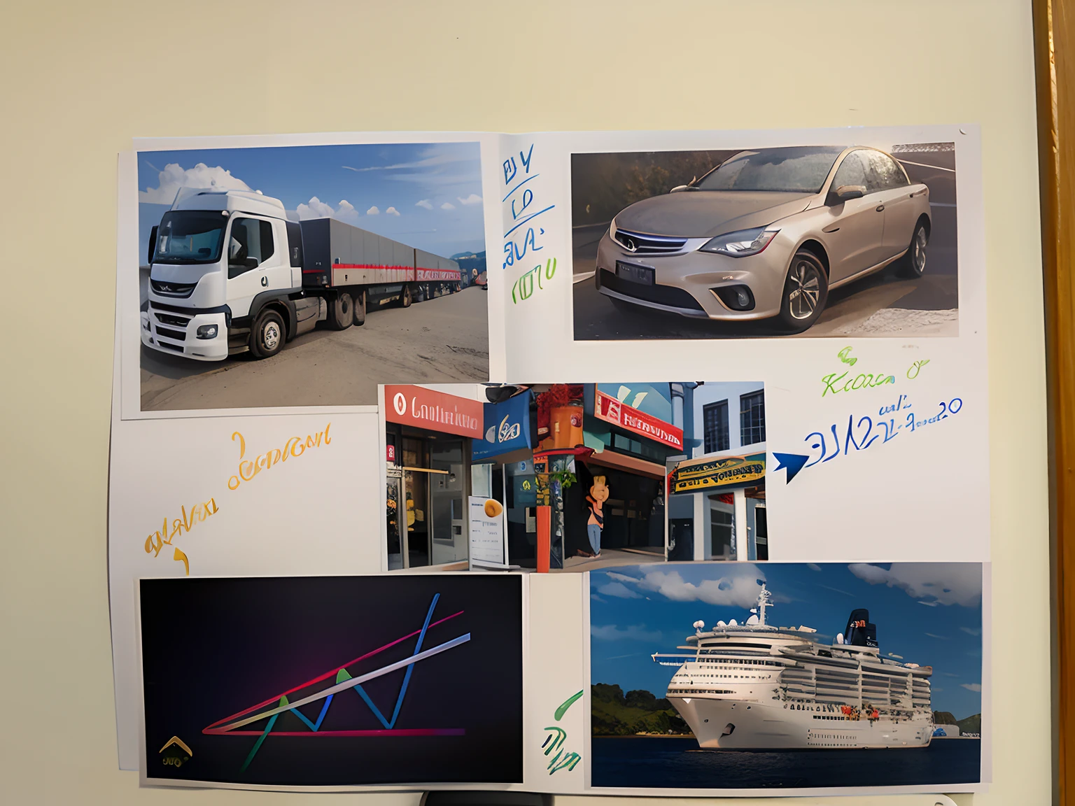 Arafed imagem de uma geladeira com fotos de um carro e um navio, foto muito precisa, Directed by: Mathias Kollros, Directed by: Luis Molinari, foto de alta qualidade, foto de 2022, Directed by: Tom Wänerstrand, Fotografia tirada em 2 0 2 0, Foto tirada em 2018, Directed by: Aleksander Kotsis, Colagens