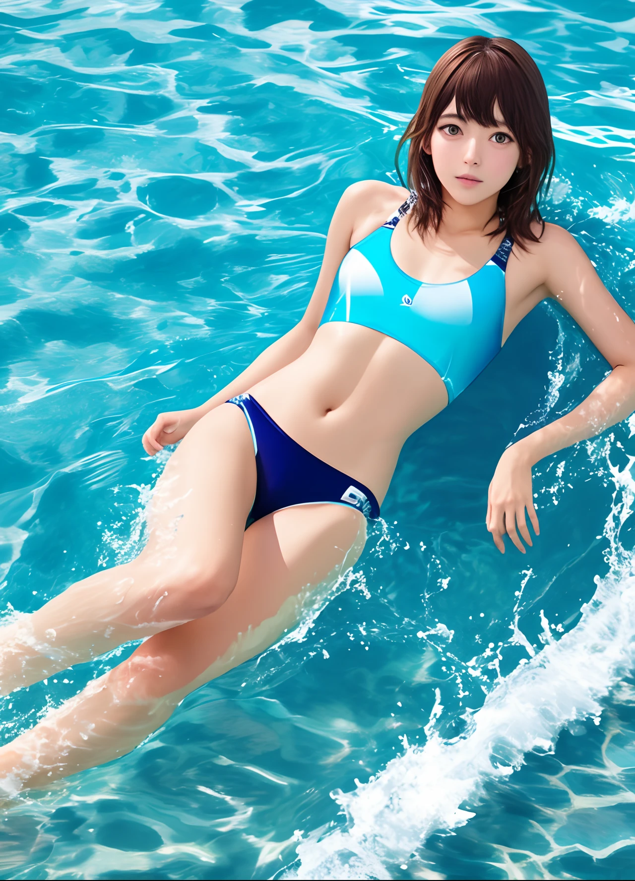 ​masterpiece、Extremely small bikini、An 18-year-old woman、(poneyTail）、(((small head:1.4)))、One lady、in poolside、Open your legs wide to show your crotch、Stand on one knee、ultra-thinness bikini、Colossal tits、(Raw photography:1.2)、(Photorealsitic:1.4)、A smile、A dark-haired、full body Esbian、pink bikinis、Textured skin、extremely detailed eye and face、二重まぶた、(Increase the beauty of skin texture:1.1)、hight resolution、highlydetailed skin、top-quality、8k wallpaper、电影灯光