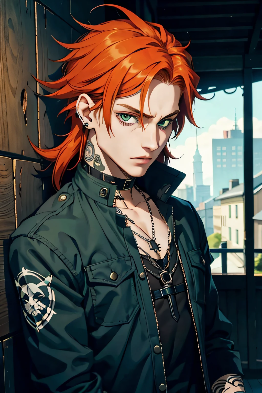 Punk, trad emo subculture, gothic boy, long ginger hair, green eyes, trad emo, scene, emo scene,