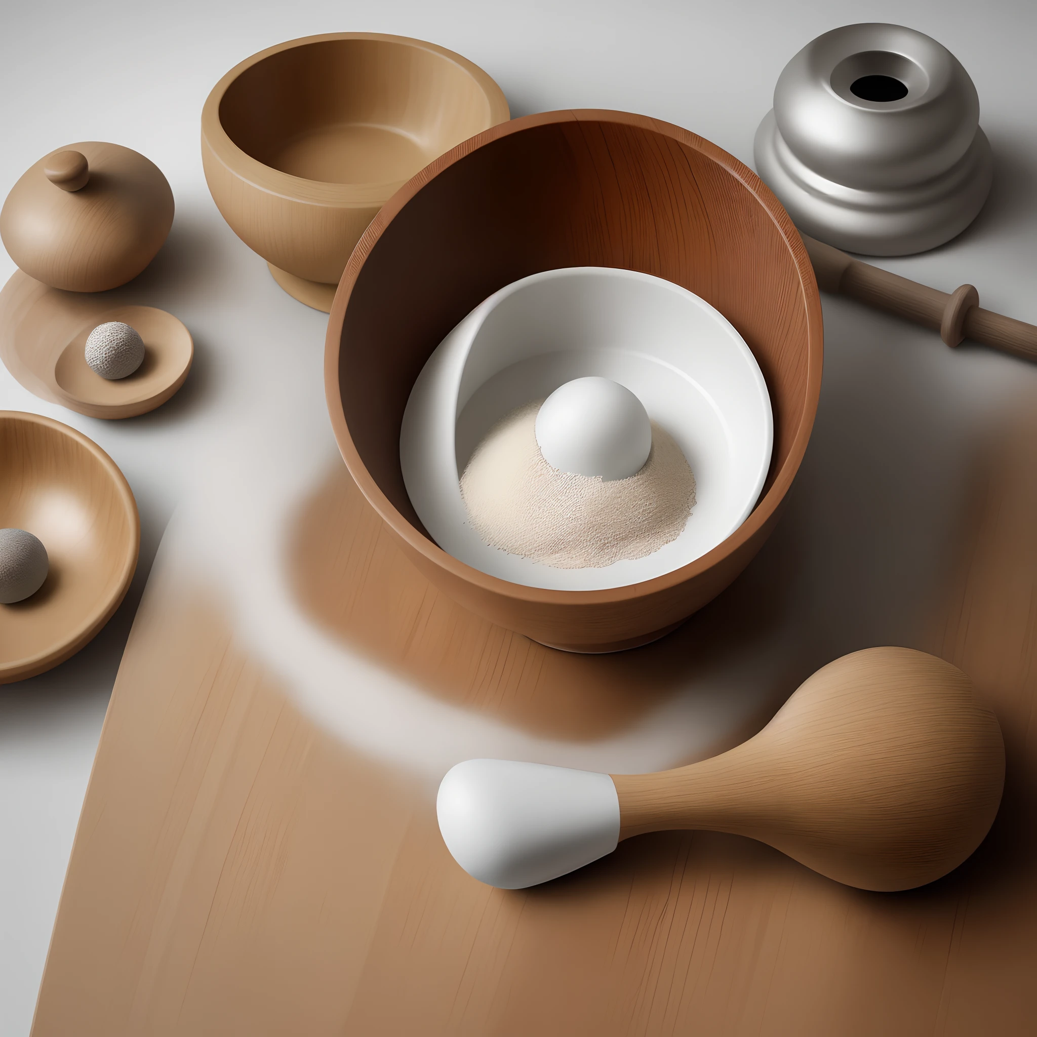 Mortar and pestle, white, HD Quality, in the table, White background