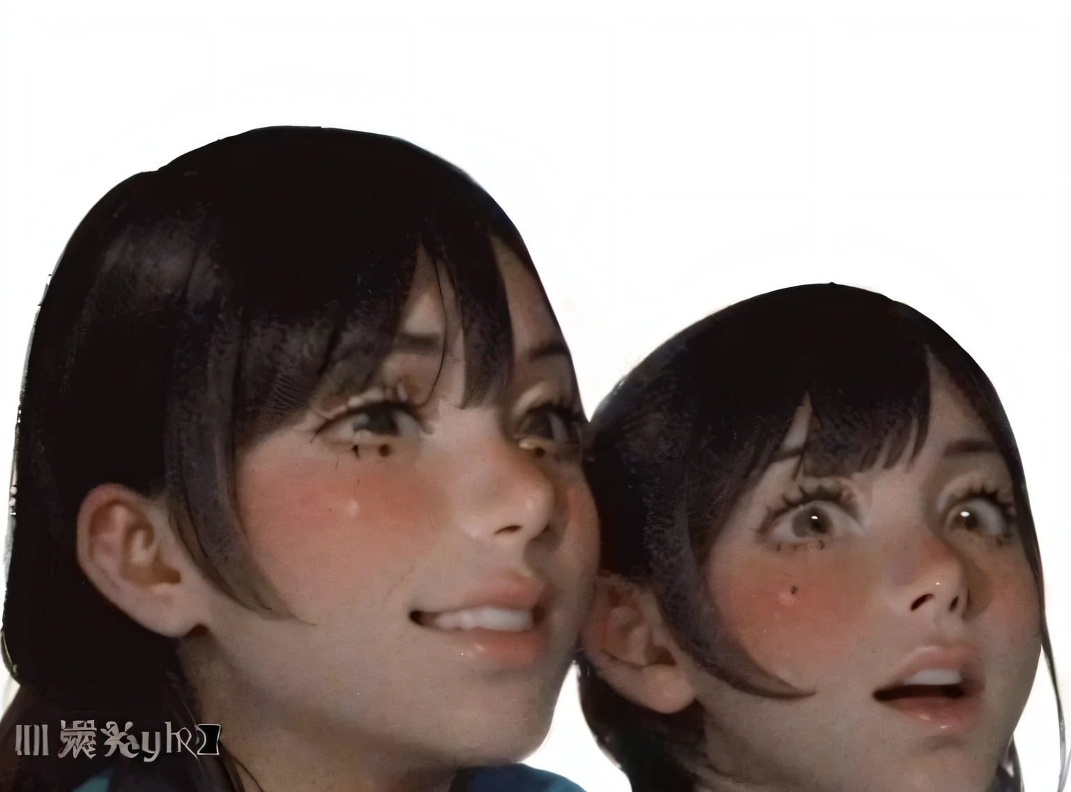 Close-up of the faces of two girls,style of anime