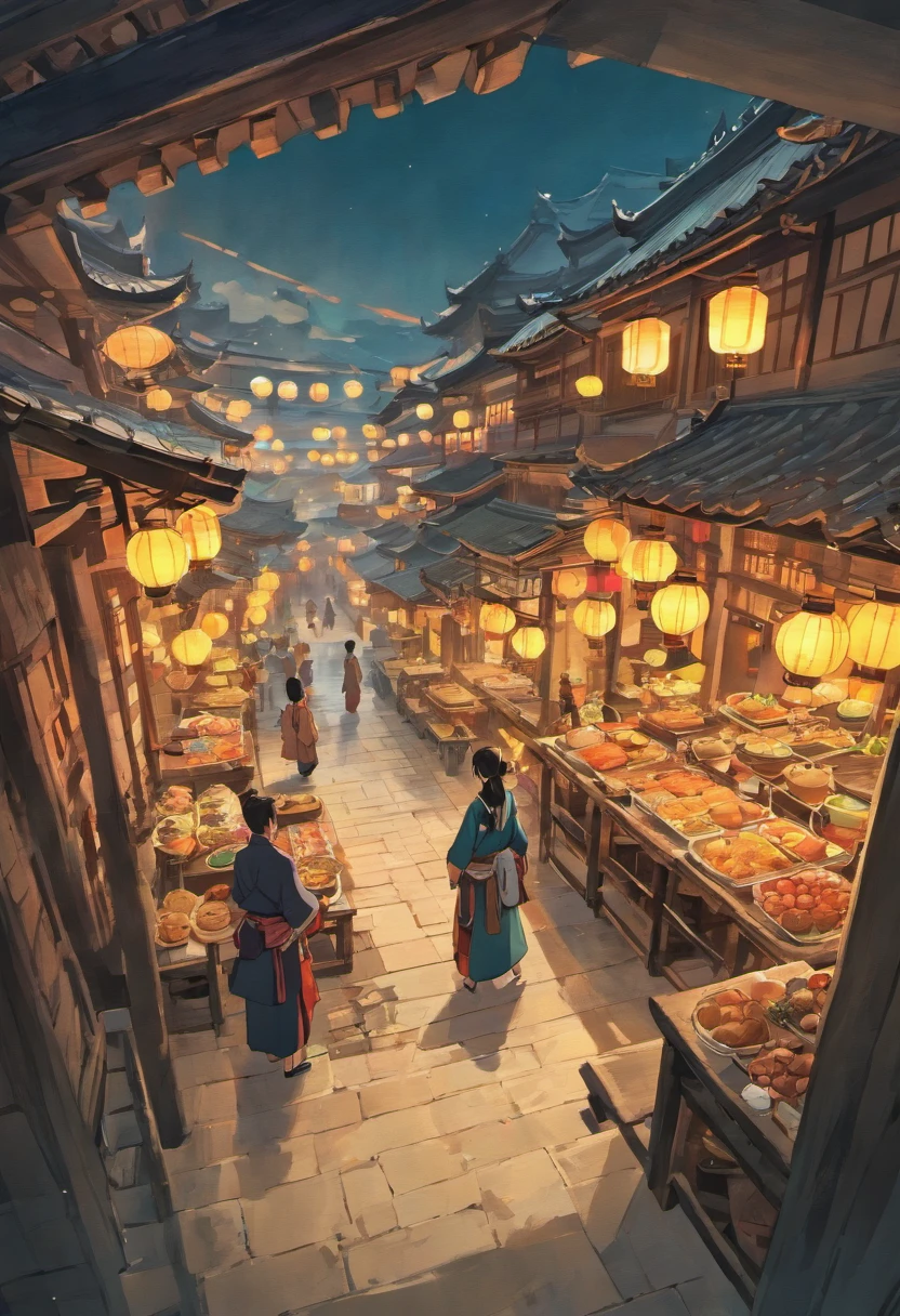 The wide courtyards of Tang Dynasty men's village houses gather to eat together,