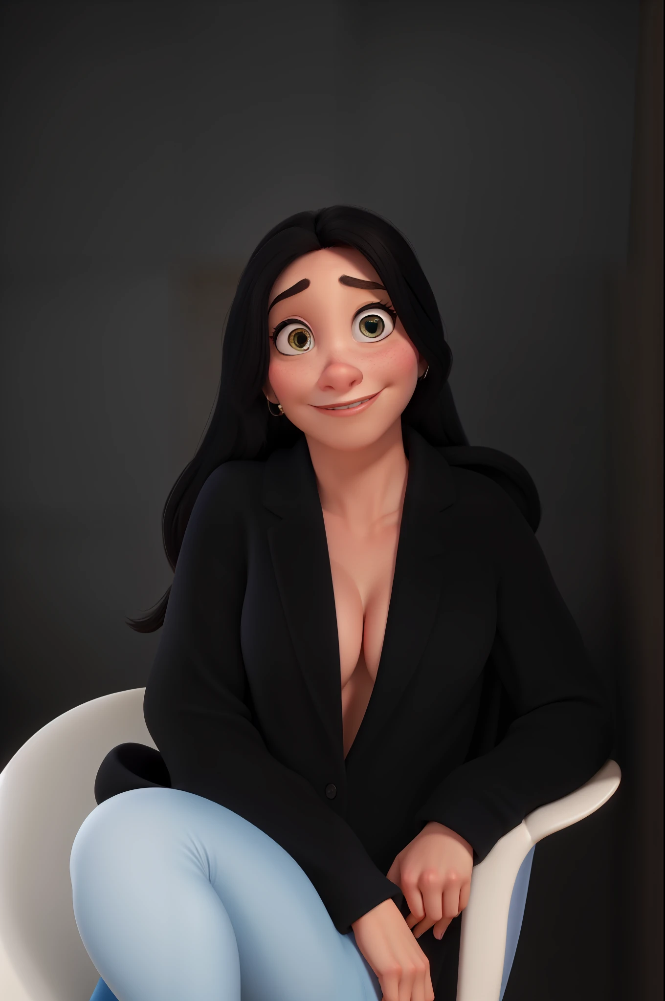 Uma mulher de olhos castanhos estilo disney pixar, alta qualidade, melhor qualidade