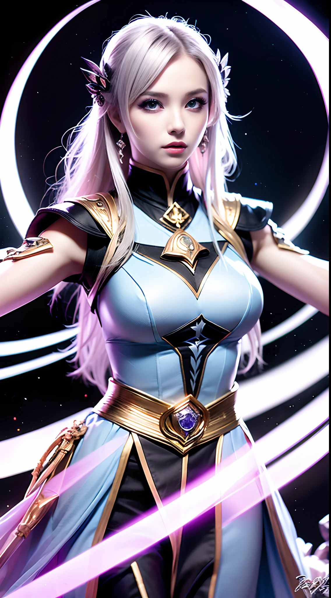 Silver hair, Emerald eyes, Warriors, High Warlock, Tattoos for women, high cheekbones, Strong expression, Angelic qualities