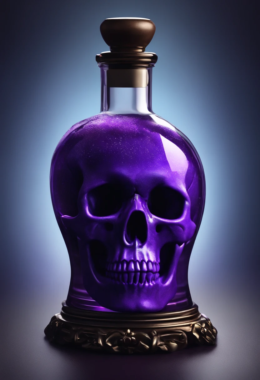 purple background, gameicon, bottle with purplewater, skull, ((purple smokes background):1.2), bubbles on water, ((best quality, masterpiece, absurdres):1.2)