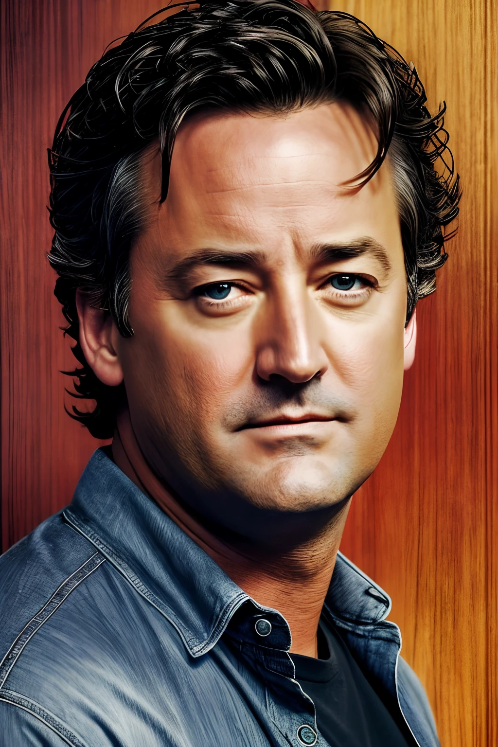 Masterpice, high resolution 4k,  in memory of friends TV series Matthew Perry after his death today, an expression art that represents memory of Chandler Bing from friends tv series after he died at 53 years old , very expression dramatic photo for matthew Perry (Chandler Bing), rip matthew Perry,