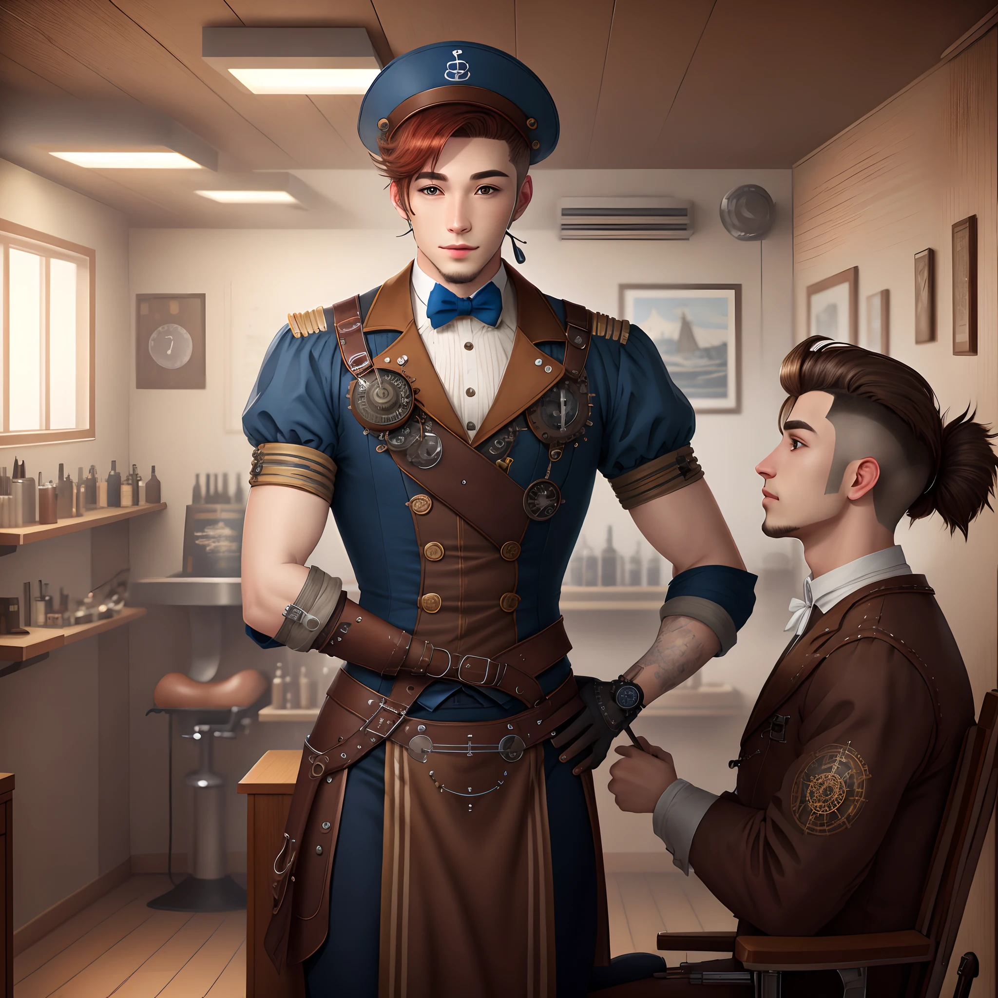 Nautical steampunk barbershop