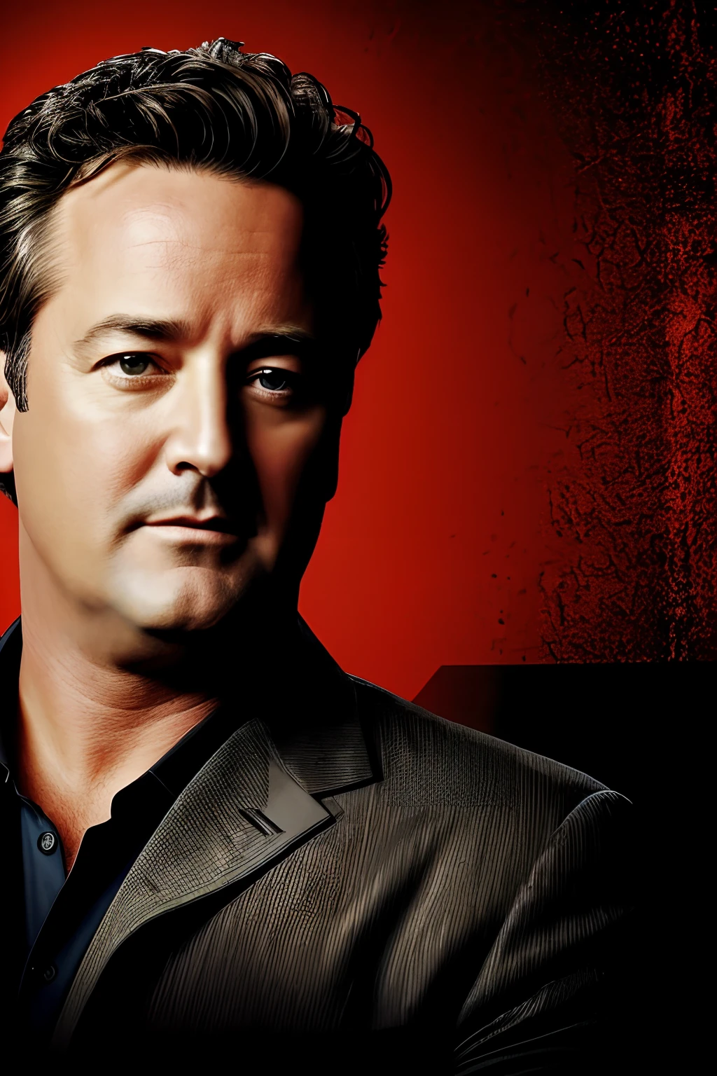 Masterpice, high resolution 4k, in memory of friends TV series Matthew Perry after his death today, an expression art that represents memory of Chandler Bing from friends tv series after he died at 53 years old , very expression dramatic photo for matthew Perry (Chandler Bing), rip matthew Perry,