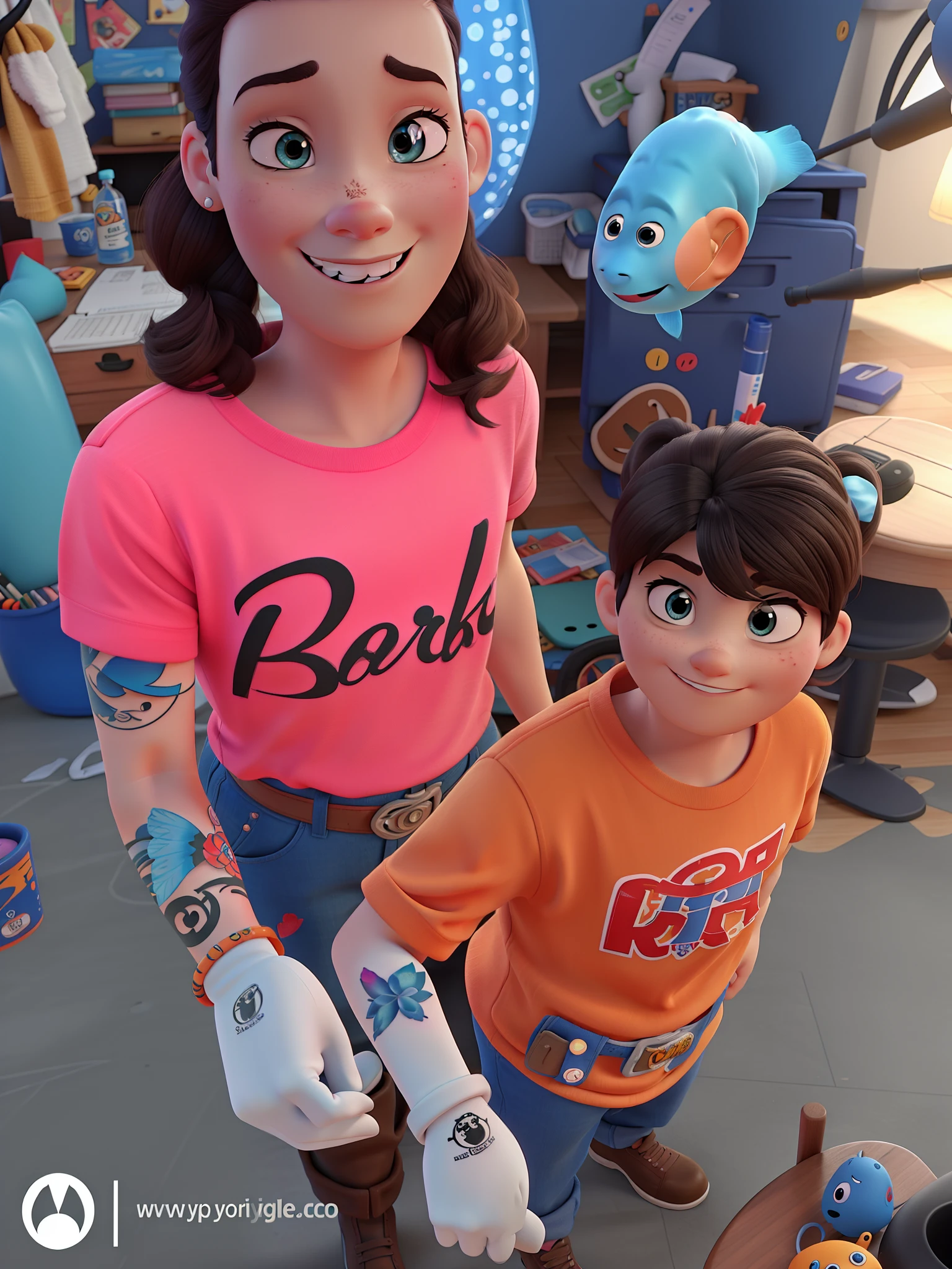 Pixar style with tattoo on hand
