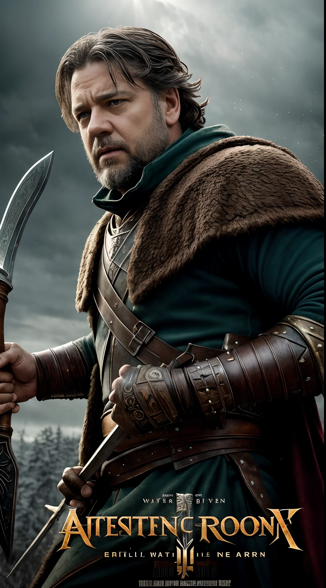 (Movie Premiere Poster 1.8)，（tmasterpiece）Ancient Roman battlefields，Movie Gladiator，plot，，Russell Crowe（（Russell Ella Crowe）（he is about 30 years old）），（Hairstyles：Short dark brown hair，Small waves），（Wearing：Metal armor，Black bear skin as a cloak，（rendering by octane, illusory engine, Highly detailed, iintricate，））, with an axe,，Fight on the battlefield，Slash and kill enemies，His army，Victory after victory，Defeat ten times as many enemies as you can be，Kill all the way to Lone Peak，（Angry，Brave，intense battles，），8K, High definition, Detailed face, Detailed eyes，Hyper-realistic, + cinema shot + Dynamic composition, Incredibly detailed, Sharpen, Details + Superb details + perfectionism + award winning realism ((Moody lighting))，Vintage style，Correct ???????，（Scenes：Winter cold forest，Medieval battlefield，The King's Banner，Flying flames，），((Masterpiece,Best quality)), ((Cinematic light)), Ultra photo realsisim, fearsome, Dark fantasy, epic realistic, Faded, ((com cores neutras)), (hdr:1.5), (pastel colour:1.2), ultra - detailed, (Art Station:1.5), Cinematic, warm lights, Light effect, Dramaticlight, (Intricate details:1.1), the complex background, (greg rutkovsky:0.8), (Teal and orange:0.4），