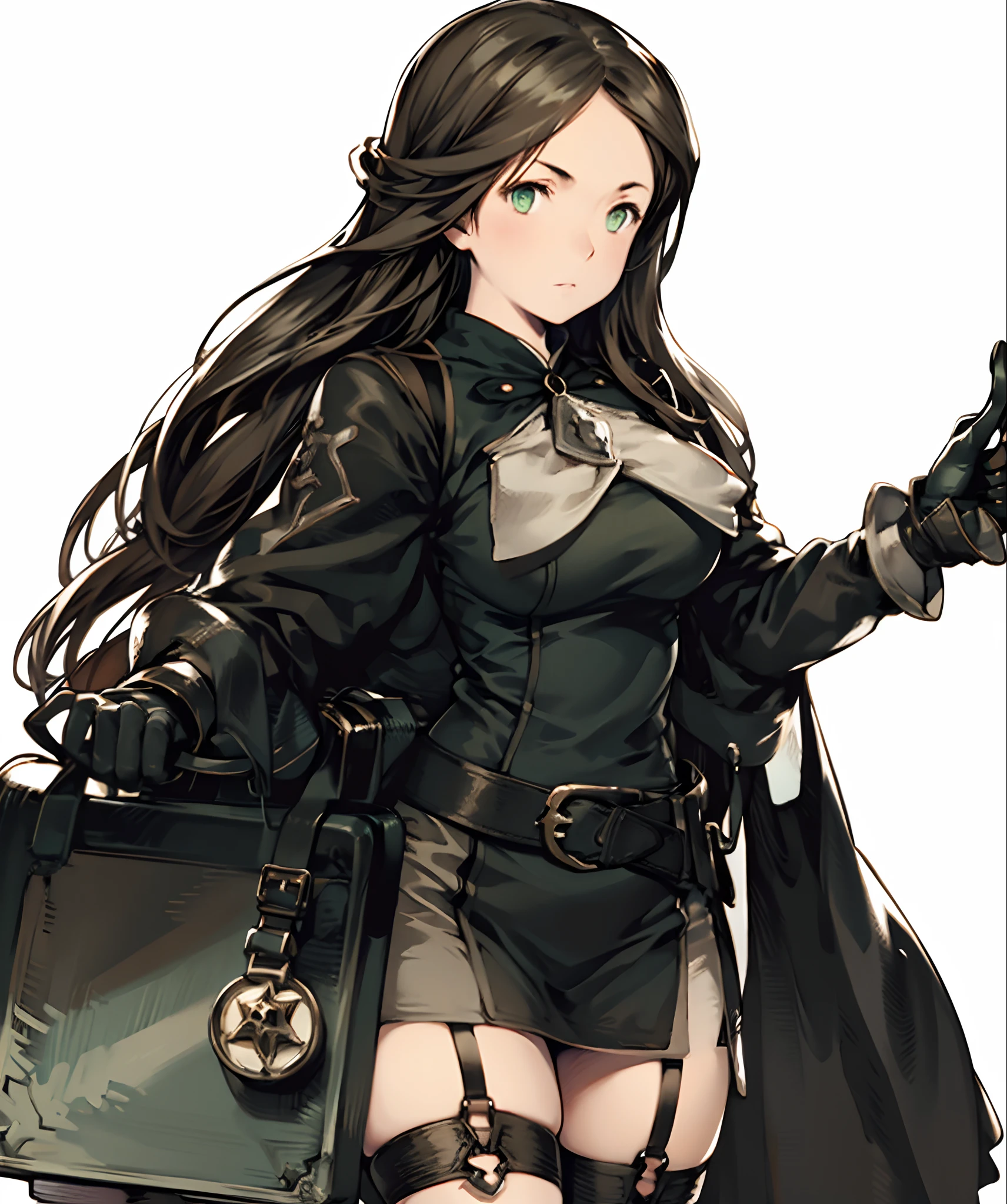 Best Quality Detail:1.2, realisitic, 8K UHD, hight resolution, 1 human,Unisex , sex unknow, The ultra-detailliert, High quality textures, intricate detailes, detaileds, Very detailed CG, High quality shadows, Detail Beautiful delicate face, Detail Beautiful delicate eyes, depth of fields, Ray traching, gender not specified, gender not specified, male-like, black-brown hair, brown eyes, wearing black leather, wearing a veil, hooded veil, head covering, wearing a black face covering, Wear a black mask, cover the lower half of your face, red earrings, face invisible, tight leather pants, high-heeled boots, and a waist bag.