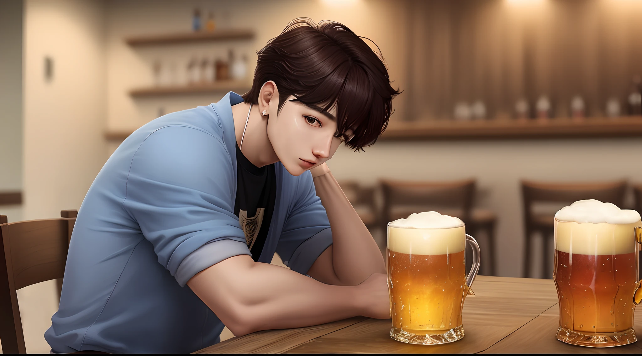 Desenha jungkook tomando cerveja