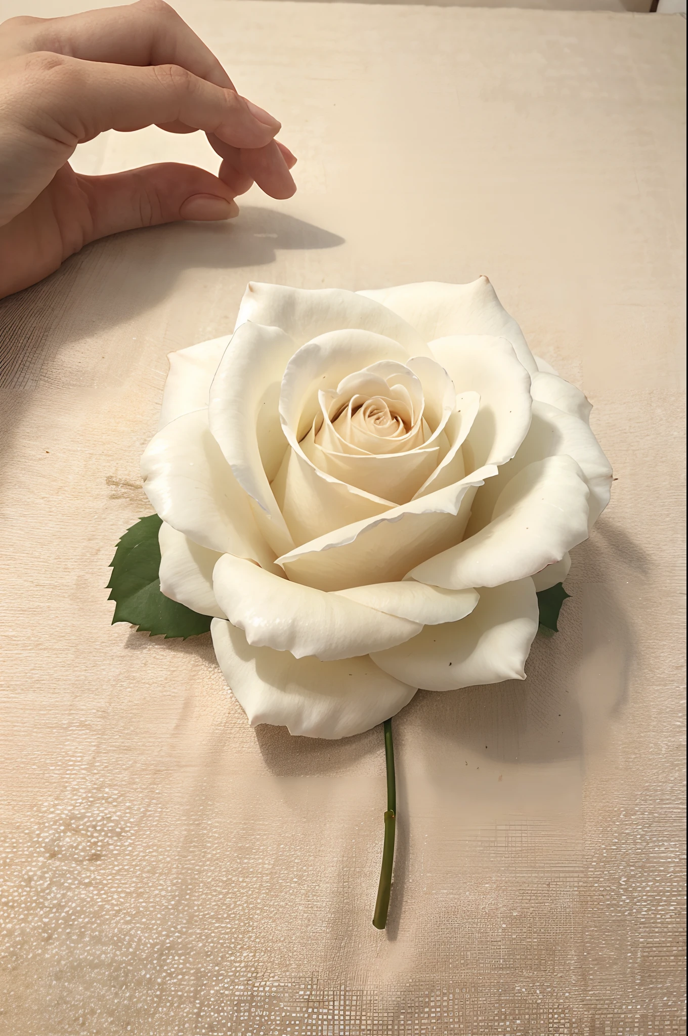 White rose bloom with the word flower inserted in the center.