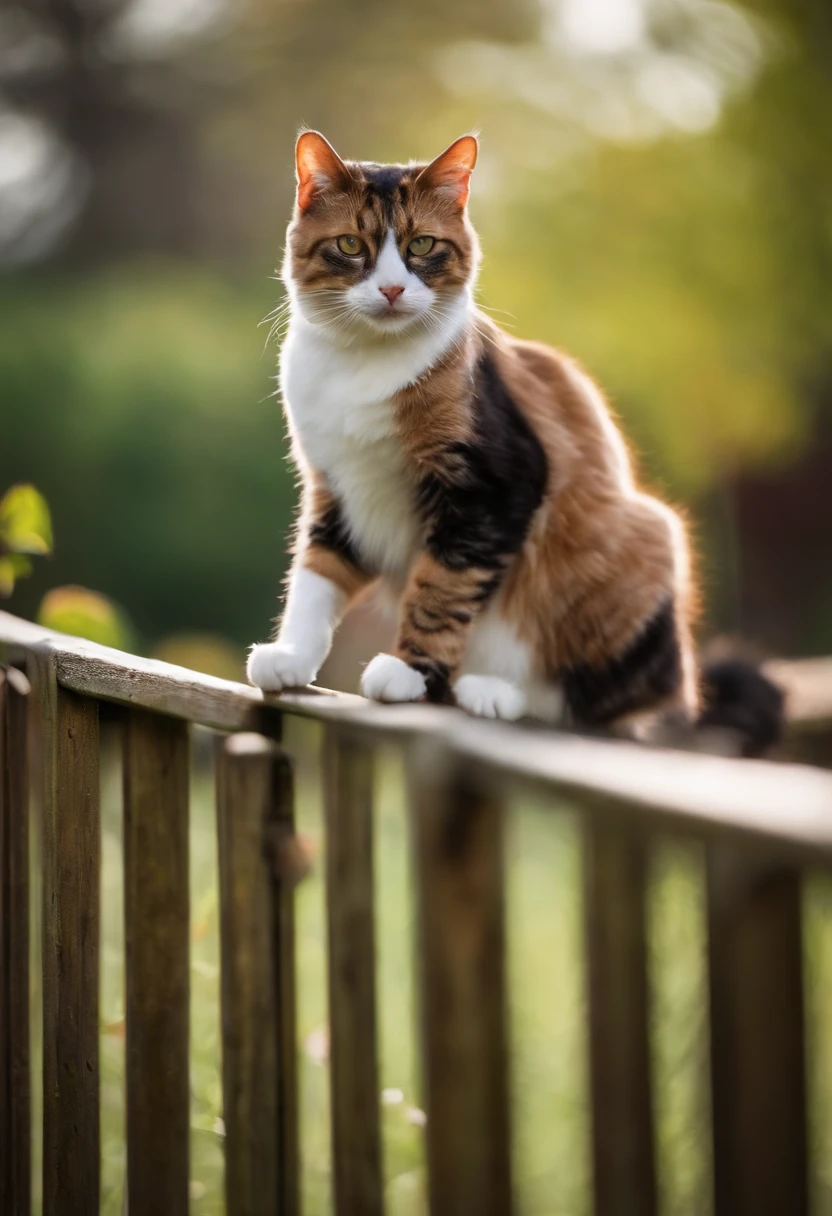 Cat climbing on the fence