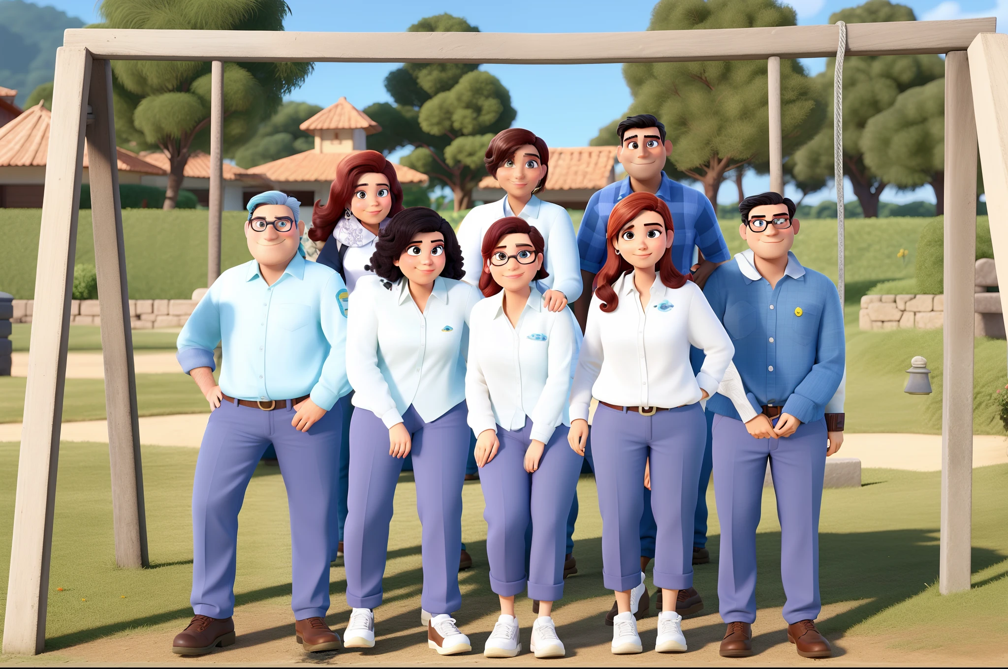 Um homem, mulheres, estilo Pixar, alta qualidade, grupo, epmed, felizes