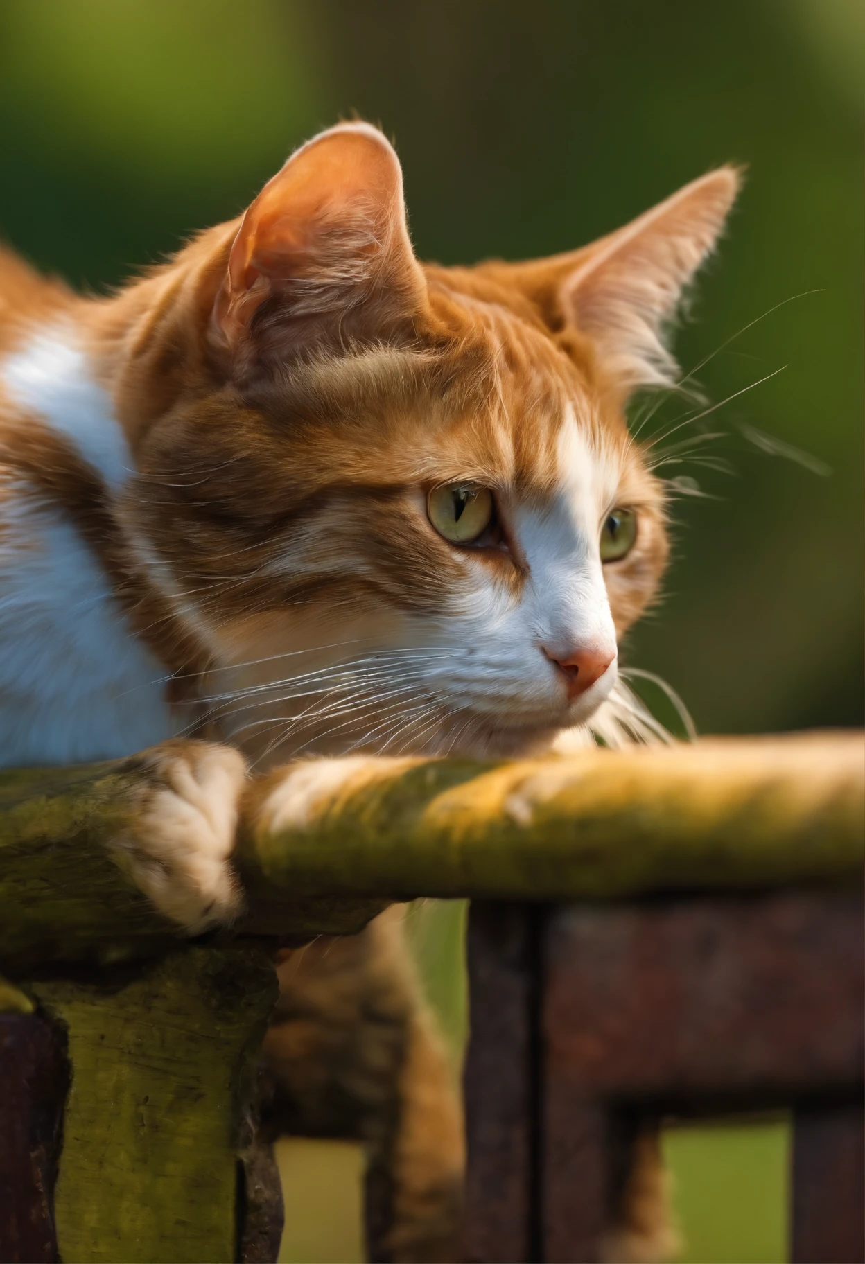 Cat climbing on the fence