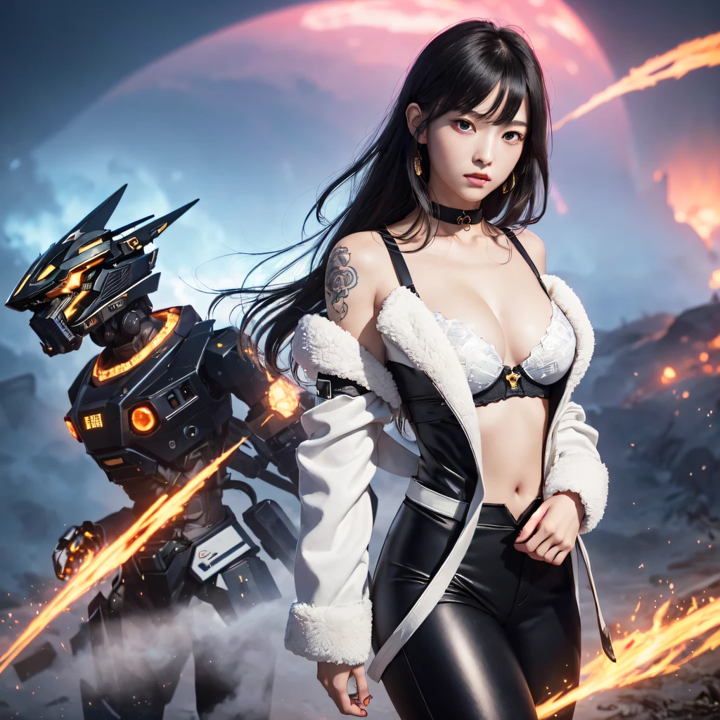 ((Red and white mech girl))National wind circle,Flying nine-tailed fat skull flame ethereal toad star,Golden-black damask white rabbit fur bra,Fuchsia pink diamonds, Tulle burgundy diamond shin guard,CG ,Light orange full set of thick mechs,Giant,, Realistic secret girl rendering, detailed face of a asian girl, Reality in the secret world, Smooth CG art, Realistic. Cheng Yi, Realistic secret style, A lovely secret rendering, 8K portrait rendering, Render character art 8 K, Kawaii realistic portrait,Golden-black damask white rabbit fur bra,Fuchsia pink diamonds, Tulle burgundy diamond shin guard((ultra real detailed.mecha-girl)Mink cotton suit mech,Bright blue and white feathers gold silk shoulder pads,Shi Zhong Fire Tiger Female Taoist,Tailfire,Tattooed with,Genius ratio,Silicone texture,Short bright purple hair,3D modeling,4K,8K,16K smooth (Masterpiece, Top quality, Best quality, offcial art, Beauty and aesthetics: 1.2), Very detailed, Colorful, Most detailed, branches,mecha-girl, (Mards)mecha-girl(canyons), (Linen Future Mecha Girl), Angry fighting stance, looking at the ground, Batik linen bandana, Crane pattern long sleeve garment,Mecha Maiden Canyon(Abstract propylene splash:1.2), Dark clouds lightning background,Sprinkle with golden mech girl powder(realisticlying:1.4),Black color hair,Flour fluttering,rainbow background, A high resolution, the detail, RAW photogr, Sharp Re, Nikon D850 Film Stock Photo by Jefferies Lee 4 Kodak Portra 400 Camera F1.6 shots, Rich colors, ultra-realistic vivid textures, Dramatic lighting, Unreal Engine Art Station Trend, cinestir 800,Flowing black hair,(((Red and white mech girl))),Front view,Pure transparency,Wear boxing gloves,Ice is permeable to gas,Film light and shadow,Panorama ultra-wide angle,extremely happy,The texture of the real person is delicate,Strong visual impact,Hyper-detailing,Dream girl,Refined face,prettyeyes,high saturated,Wear reflective sunglasses with a thick gold thread,crystal-clear,Good sense of people
