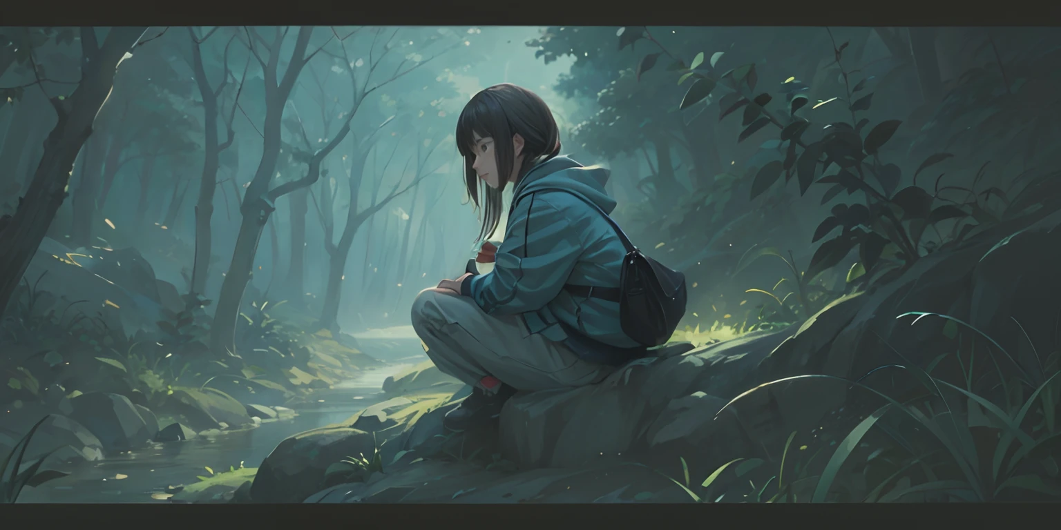 (mature female, huge breast:1.3), a woman sitting on a stone wall in a park, an anime drawing inspired by Makoto Shinkai, cgsociety contest winner, conceptual art, anime style 4 k, realistic anime 3 d style, smooth anime cg art, "glow effects, godrays, Hand drawn, render, 8k, octane render, cinema 4d, blender, dark, atmospheric 4k ultra detailed, cinematic, Sharp focus, big depth of field, Masterpiece, colors, 3d octane render, 4k, concept art, trending on artstation, hyperrealistic, Vivid colors, extremely detailed CG unity 8k wallpaper, trending on CGSociety, Intricate, High Detail, dramatic", anime coloring, anime screencap, sweating, steaming body, fog